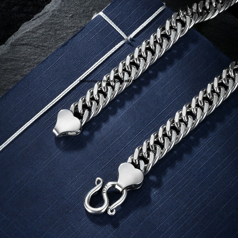 New Pure 925 Silver Curb Link Chain Sterling Silver Bracelet 19-22cm Women Men