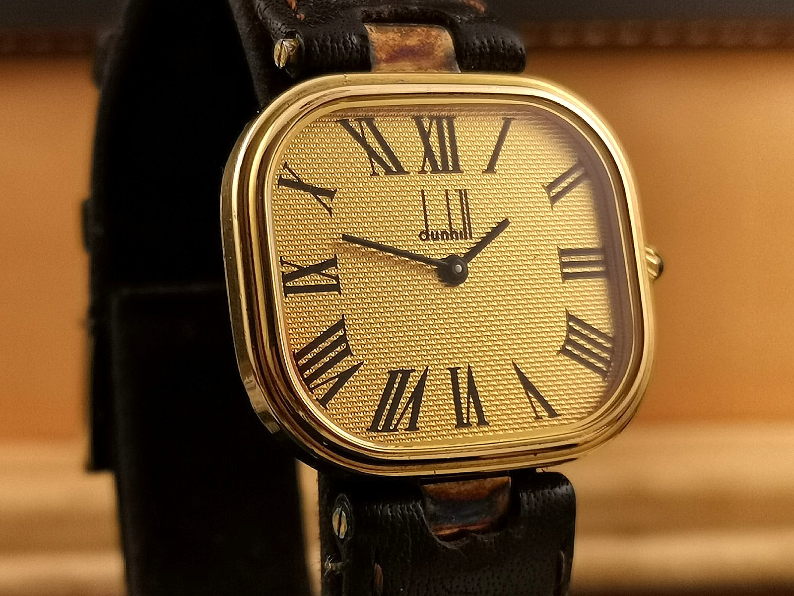 Men’s Dunhill Quartz Watch – Gold on Solid Silver. Harrords. Box and Papers 1982