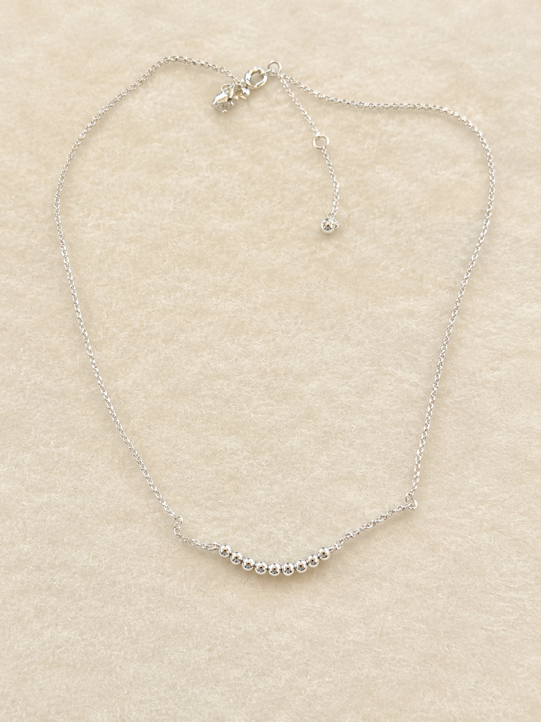 LOFT Silver Tone Clear Rhinestone Curved Bar Necklace 18.5” Adjustable