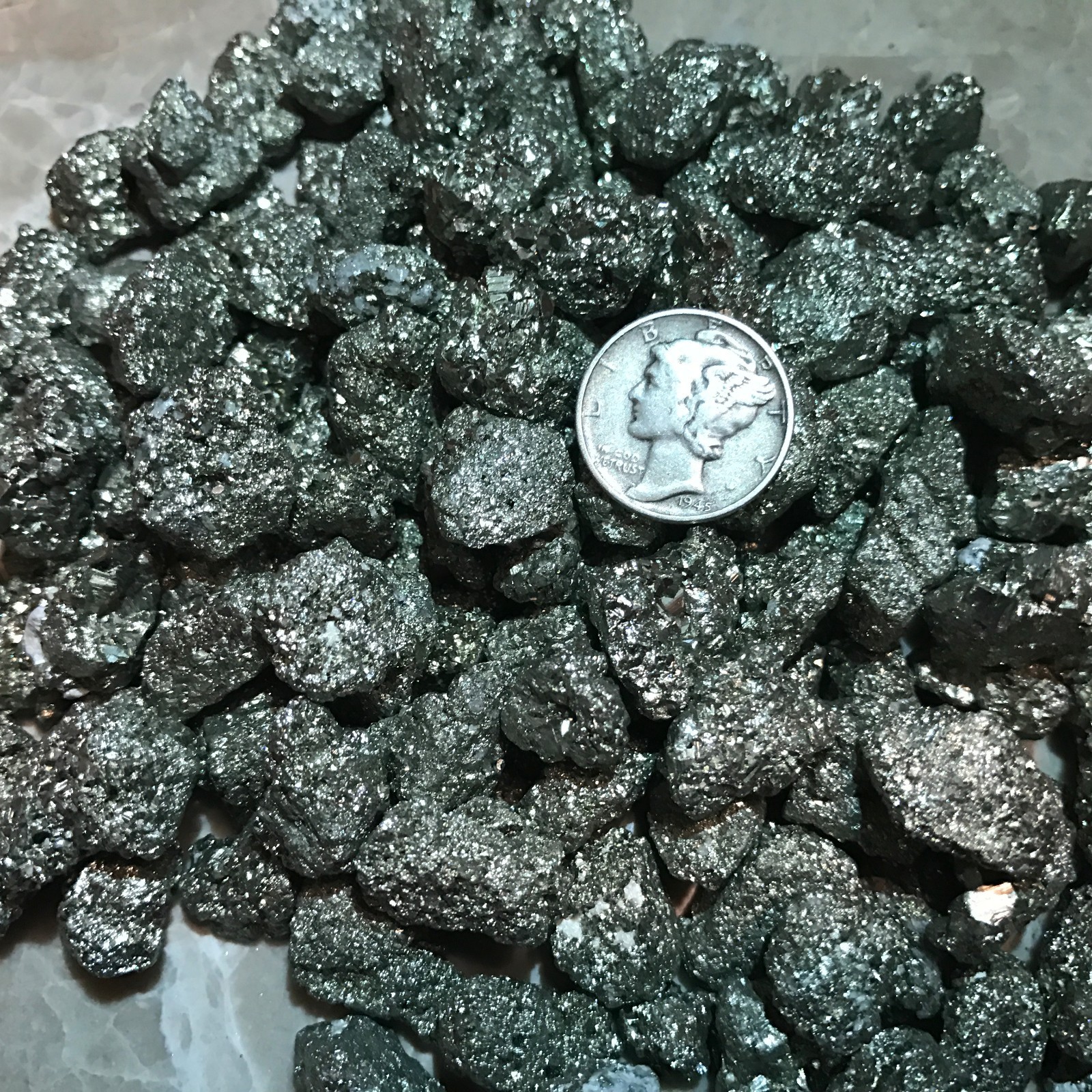 (1/2) POUND NATURAL SMALL PYRITE CRYSTAL CLUSTERS ~ 75 PIECES