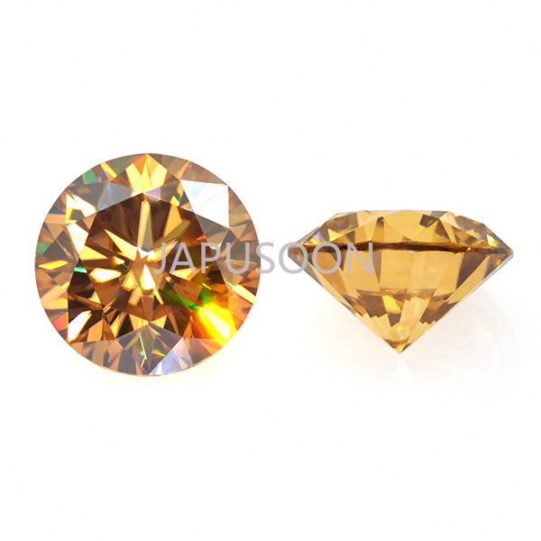 1~5 ct VVS1 golden Round Excellent Cut Moissanite Loose Gemstones & GRA Jewelry