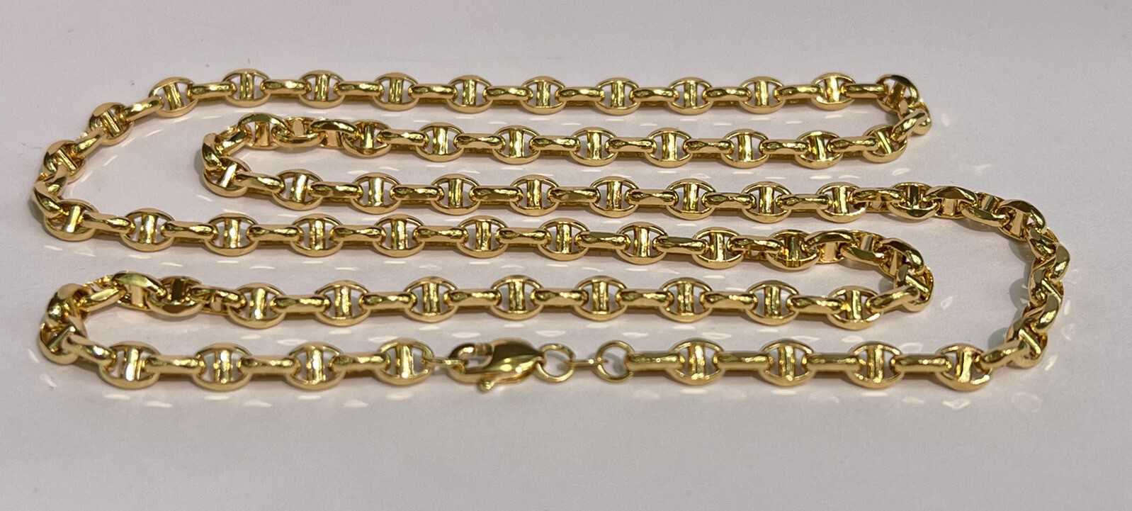 Pure 18K Yellow Gold Link Unisex Chain Necklace, 20 Inches. 11.81 Grams