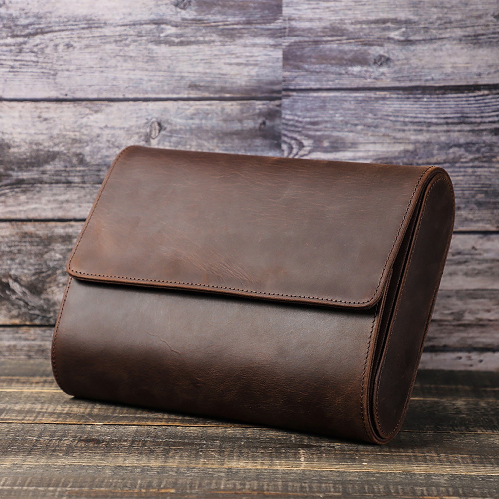 6-Slot Watch Roll Storage Box Genuine Leather Jewellry Display Travel Case NEW