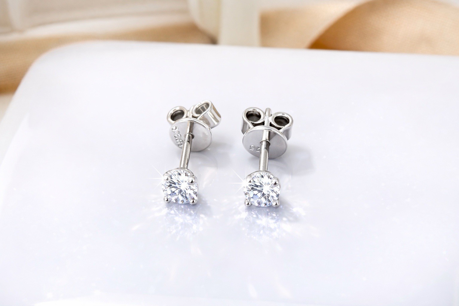 0.4ct tw moissanite Stud earrings 0.2ct Each Platinum Butterfly Push Backs VVS
