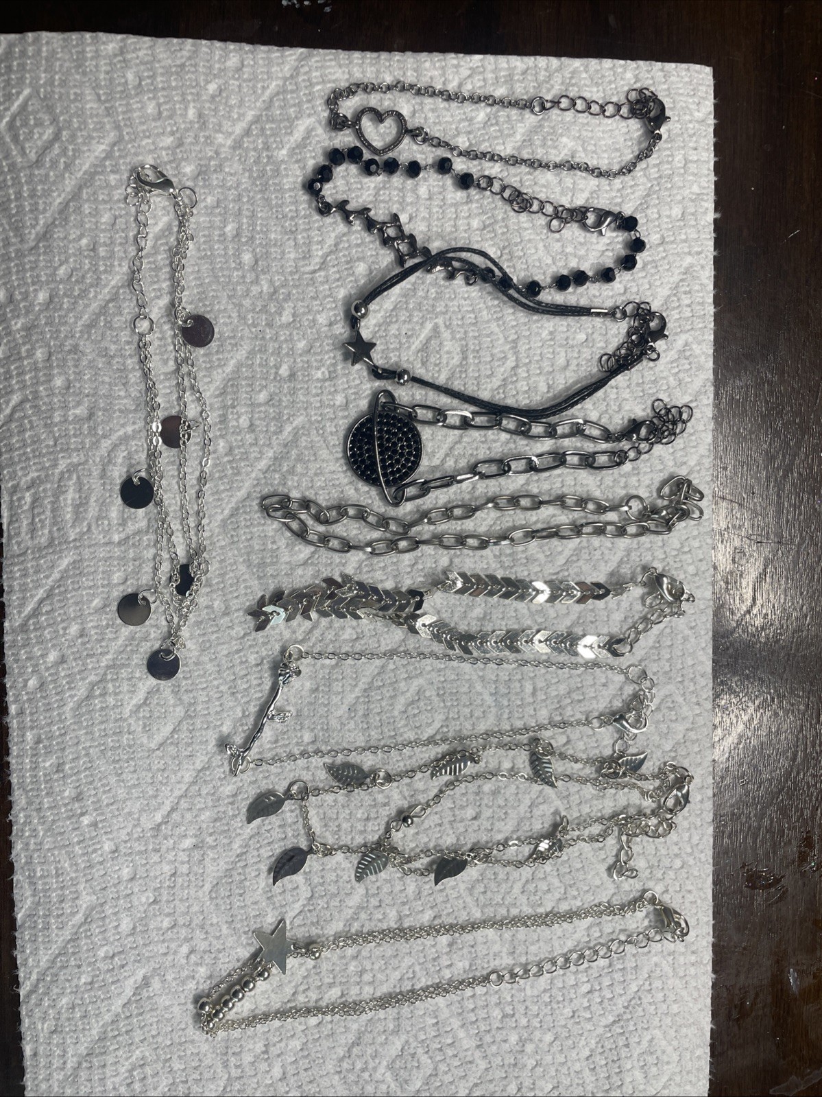 10 Silver Toned Bracelets And Anklets All Adjustable. Any Occasion!