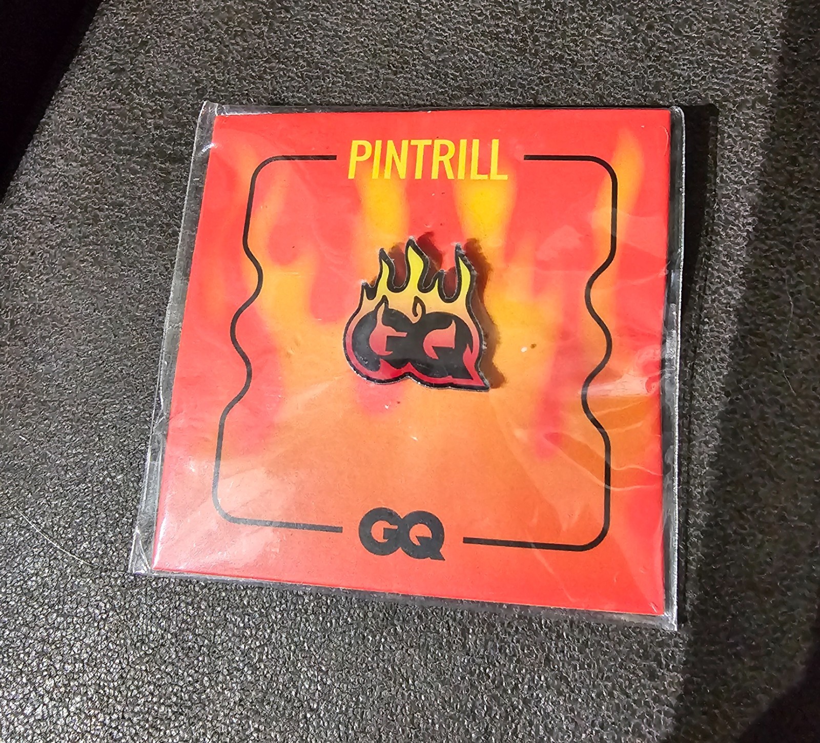 GQ x PINTRILL Collaboration Fire Enamel Pin – Limited Flame New & Sealed