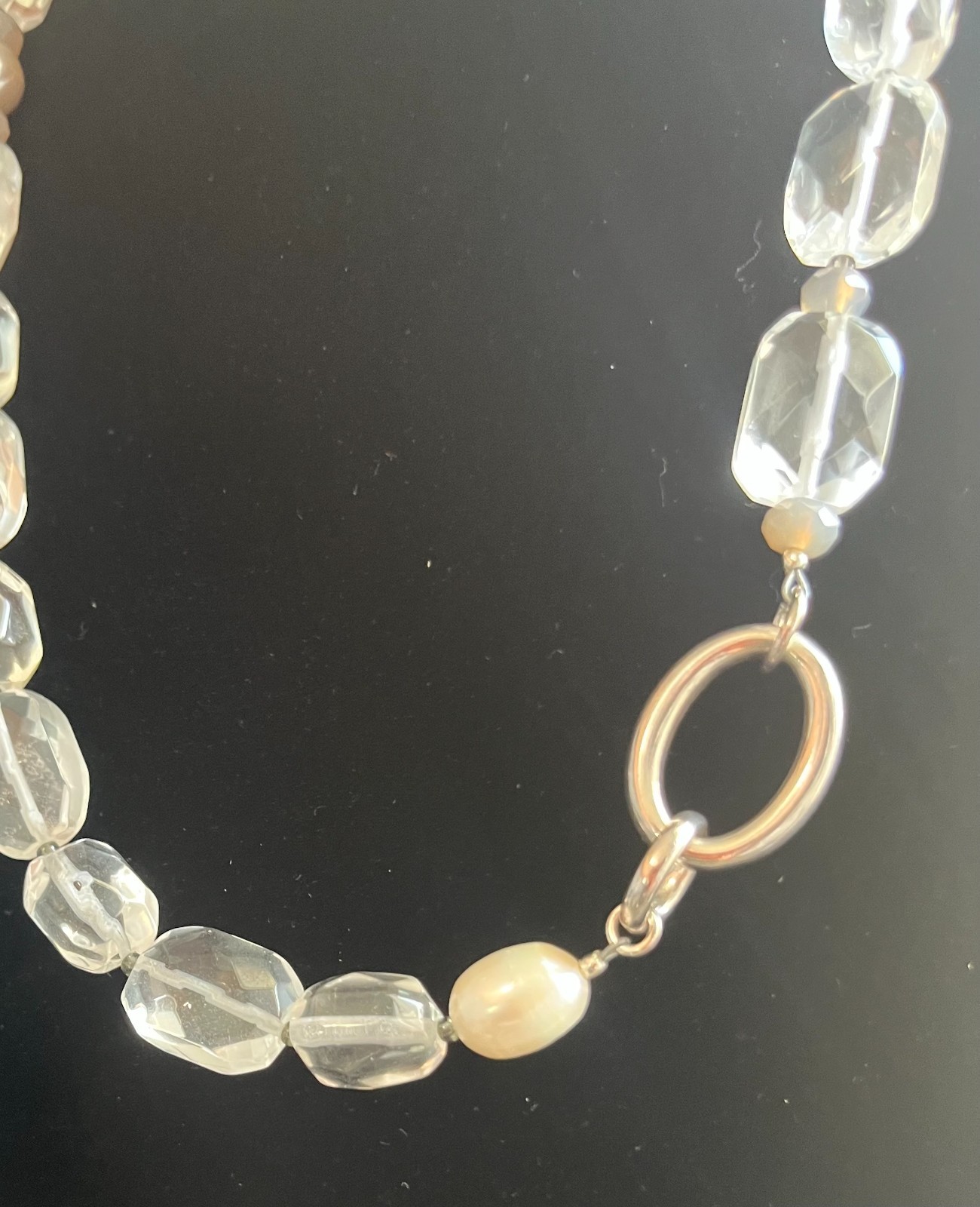 Retired Silpada “White Heat” N1789 3-Strand Sterling Silver Quartz Pearl Necklac
