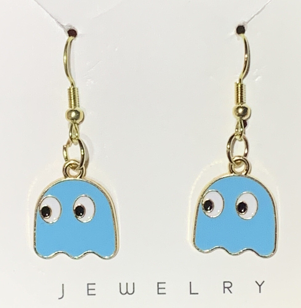 Gold Ghost From Pac-Man & Ghost Drop Dangle Earrings!!