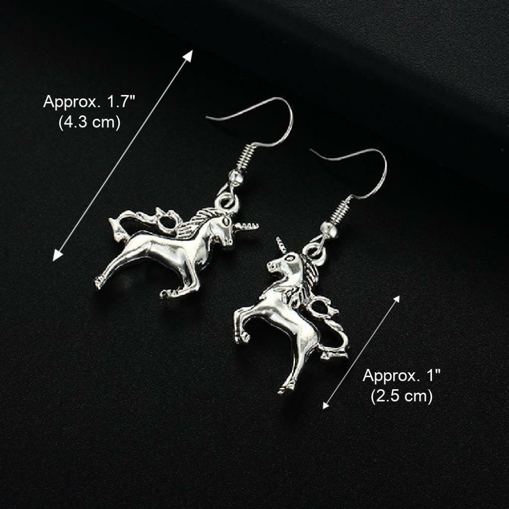 UNICORN EARRINGS 1″ Tiny Fantasy Horse Dangle Drop Stainless Steel Ear Wires NEW