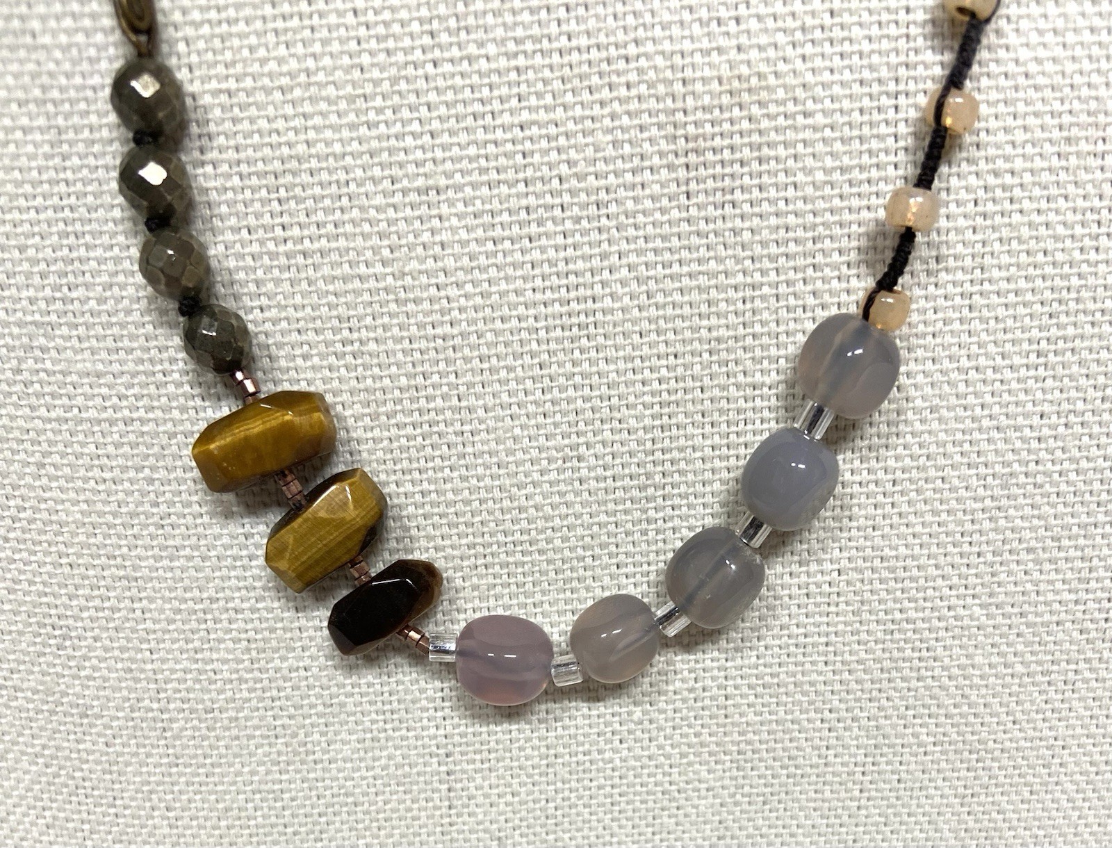 Vintage Multi Media Bead Necklace Extra Long 50”-metal, glass, stone, pearl