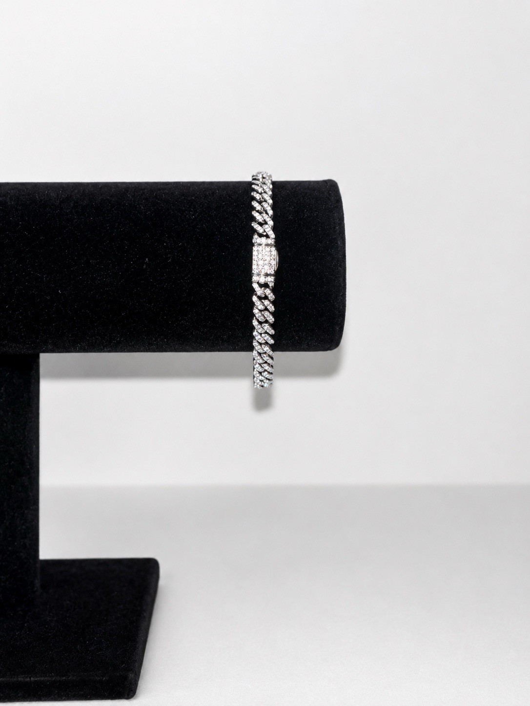 Moissanite Cuban Link Bracelet Men’s Silver Tone Iced Hip Hop Jewelry