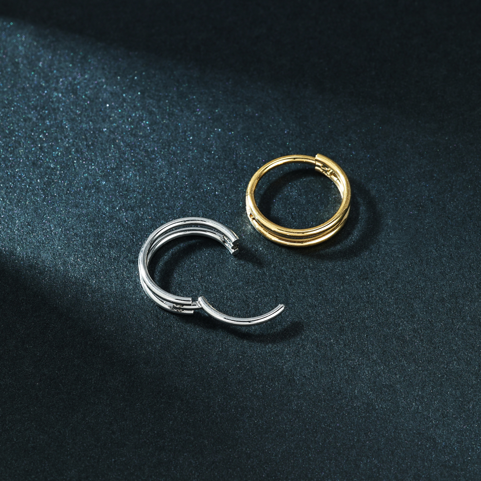 1 Pc Stainless Steel Double Nose Ring Cartilage Helix Earrings Septum Piercing