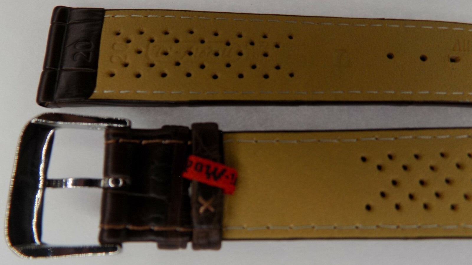NATURAL SKIN VARIES Di-Modell Brown Genuine Alligator 20mm EXTRA LONG Watch Band