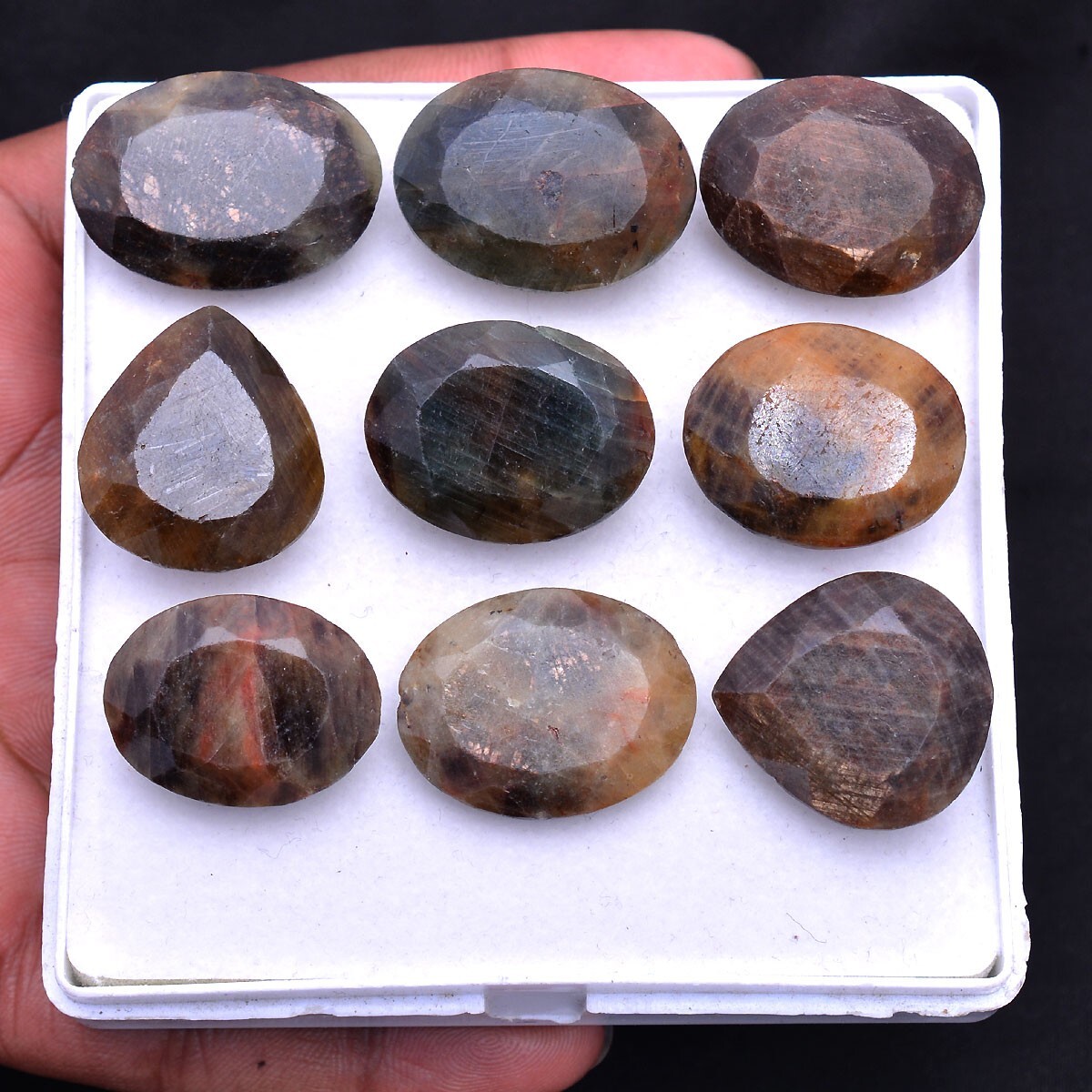 9 Pcs Natural Sapphire Untreated 25mm-29mm Faceted Cut Gemstones Wholesale Lot