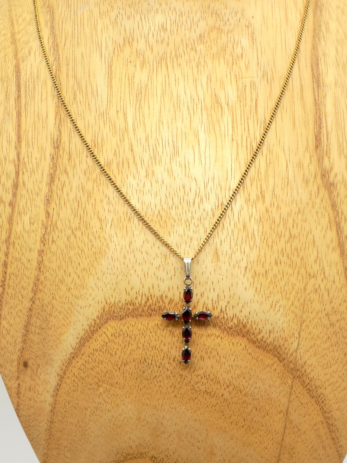 Vintage 1/20 12k Gold Filled Garnet Pendant Necklace w/ GF Chain