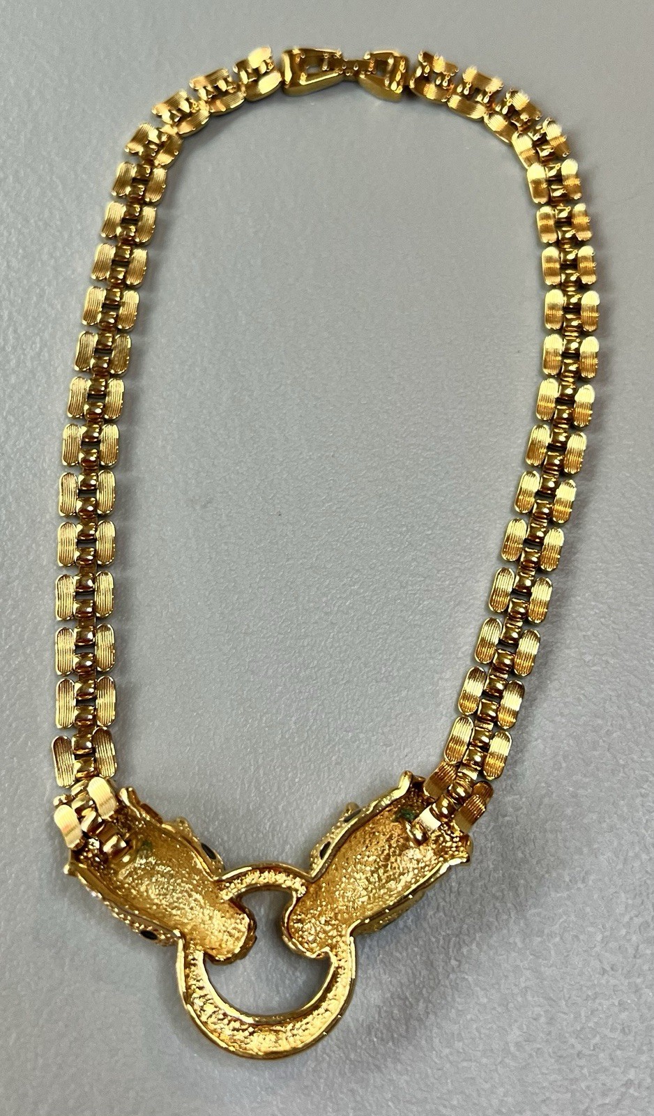 VTG Atwood & Sawyer iconic 80’s Double Headed Panther Swarovski necklace rare
