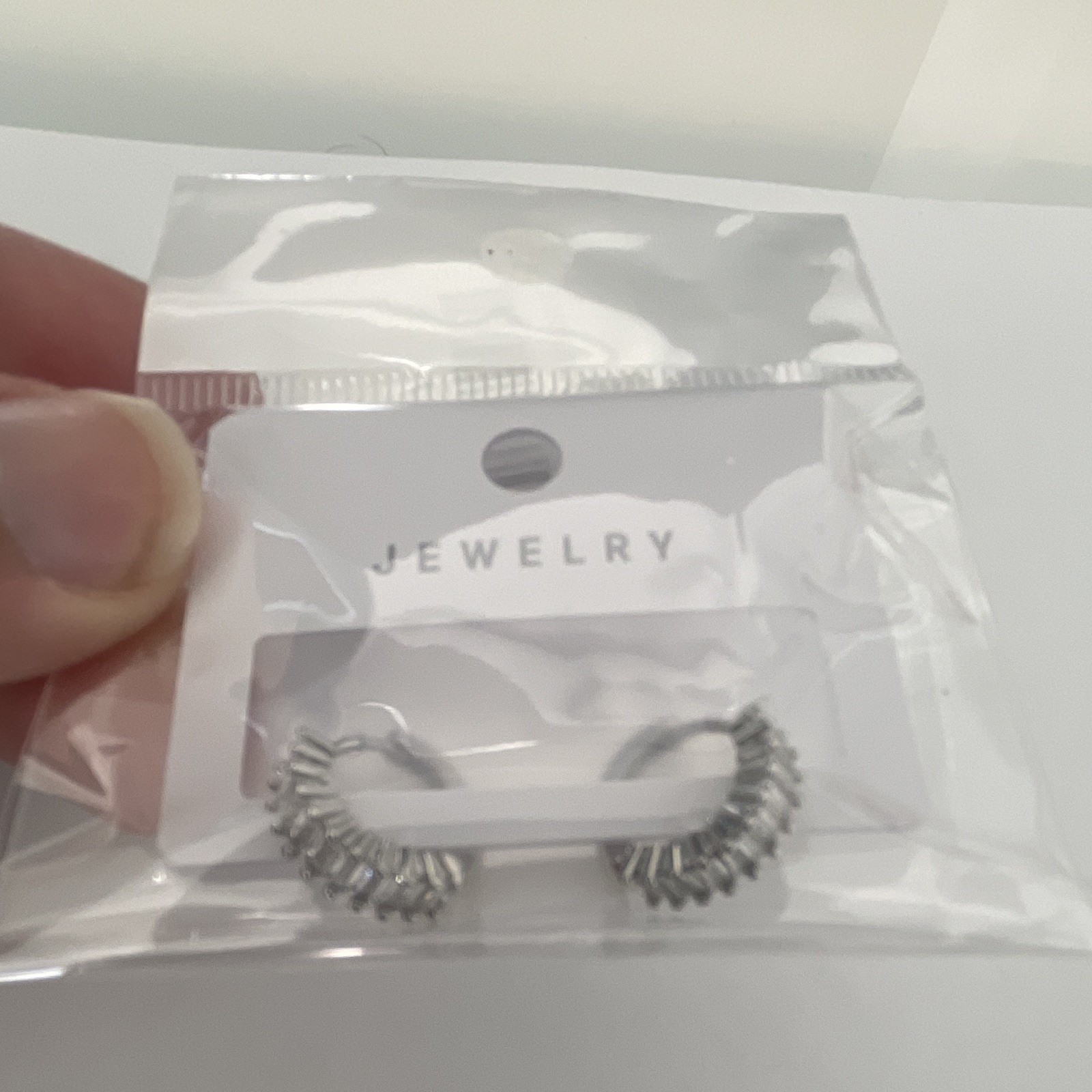 Silver-Tone Metal Round Hinged Hoop Earrings for Lobe, No Stone