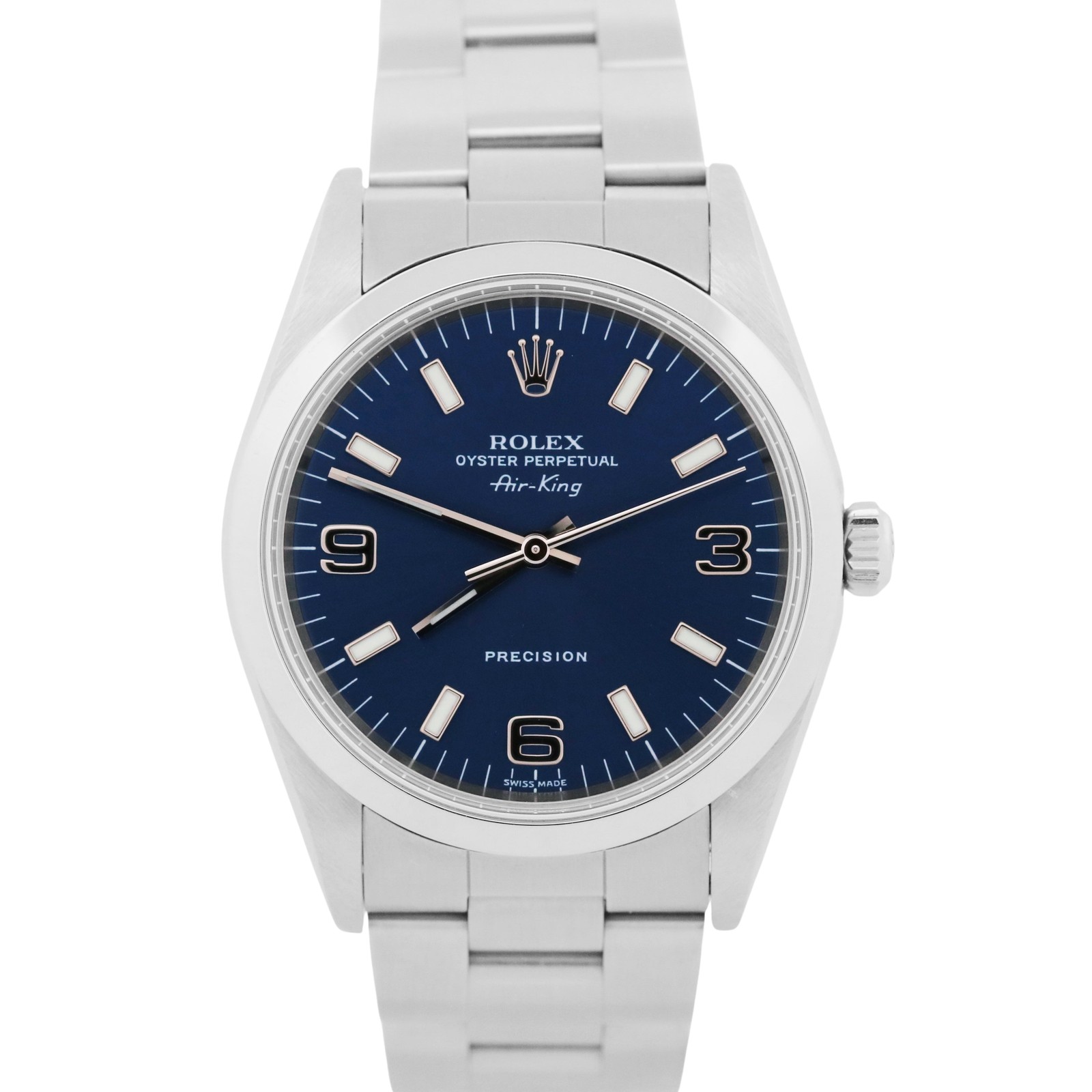 UNPOLISHED Rolex Oyster Perpetual Air-King BLUE Steel OYSTER 34mm 14000 Watch
