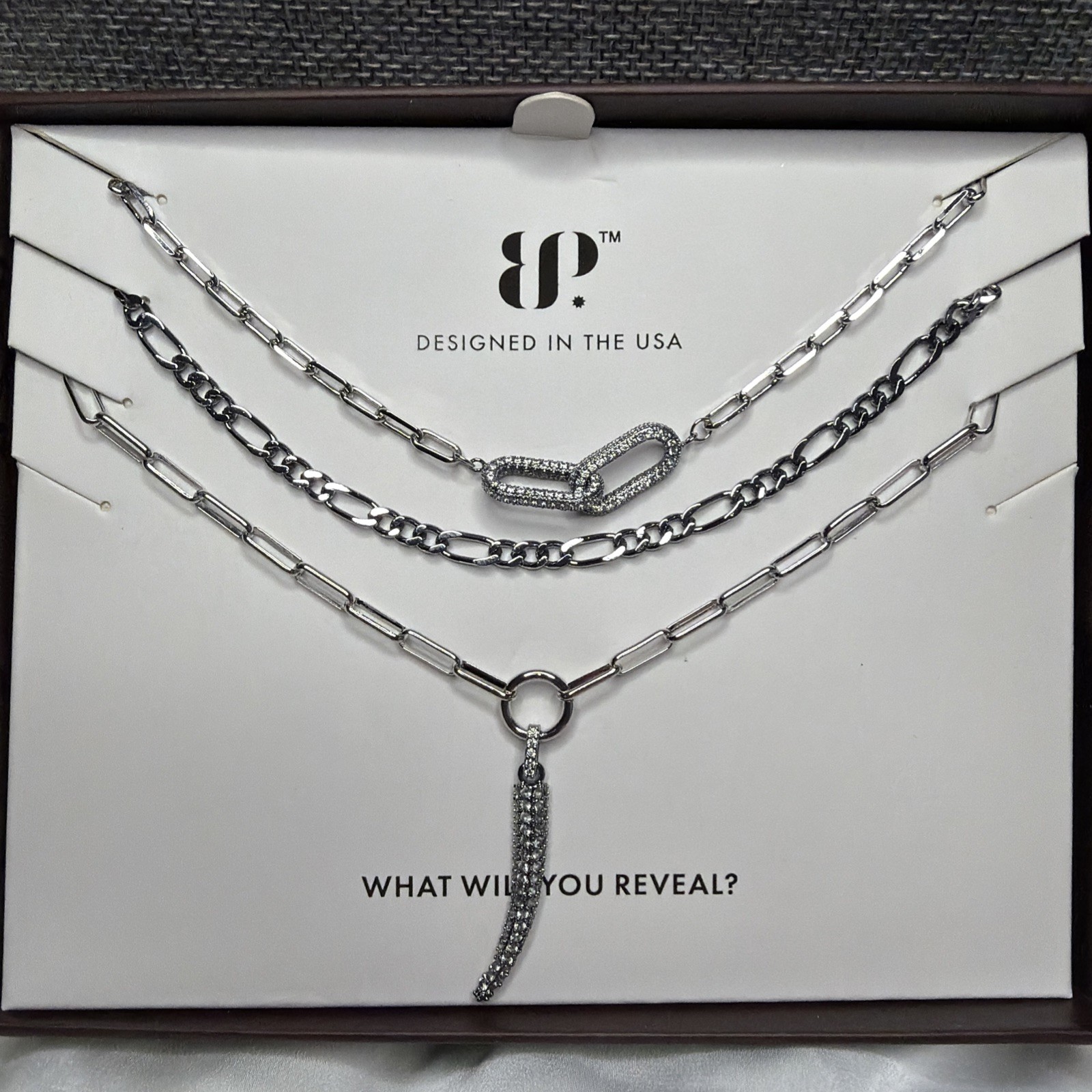 BP Luxe Layers Necklace Empower All Around You RBP6728 Silver&Hematite Plating