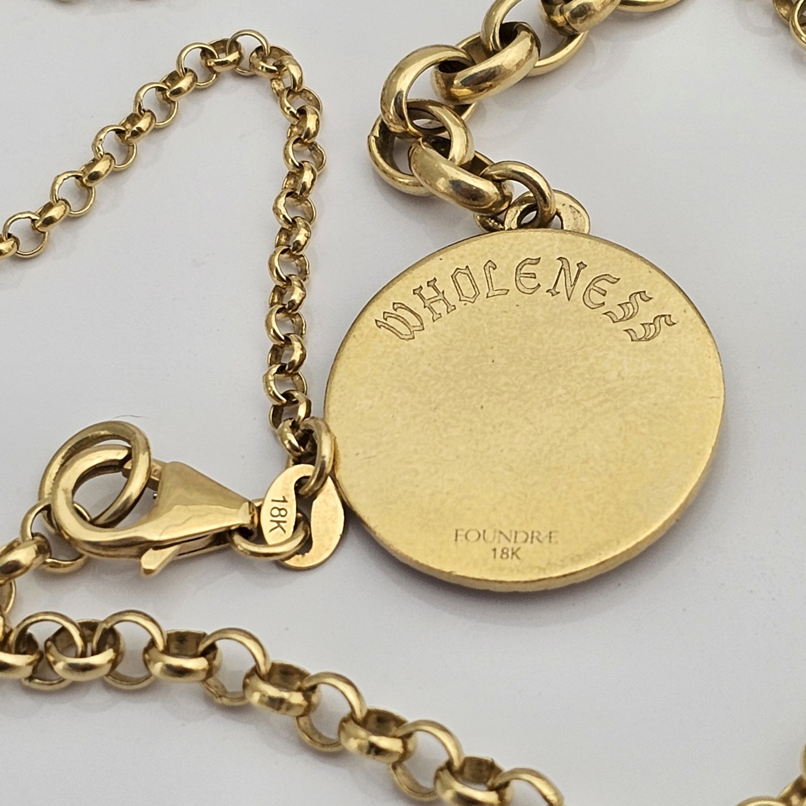 18K Gold FoundRae Wholeness Snake Medium Mixed Belcher Extension Necklace Pendan