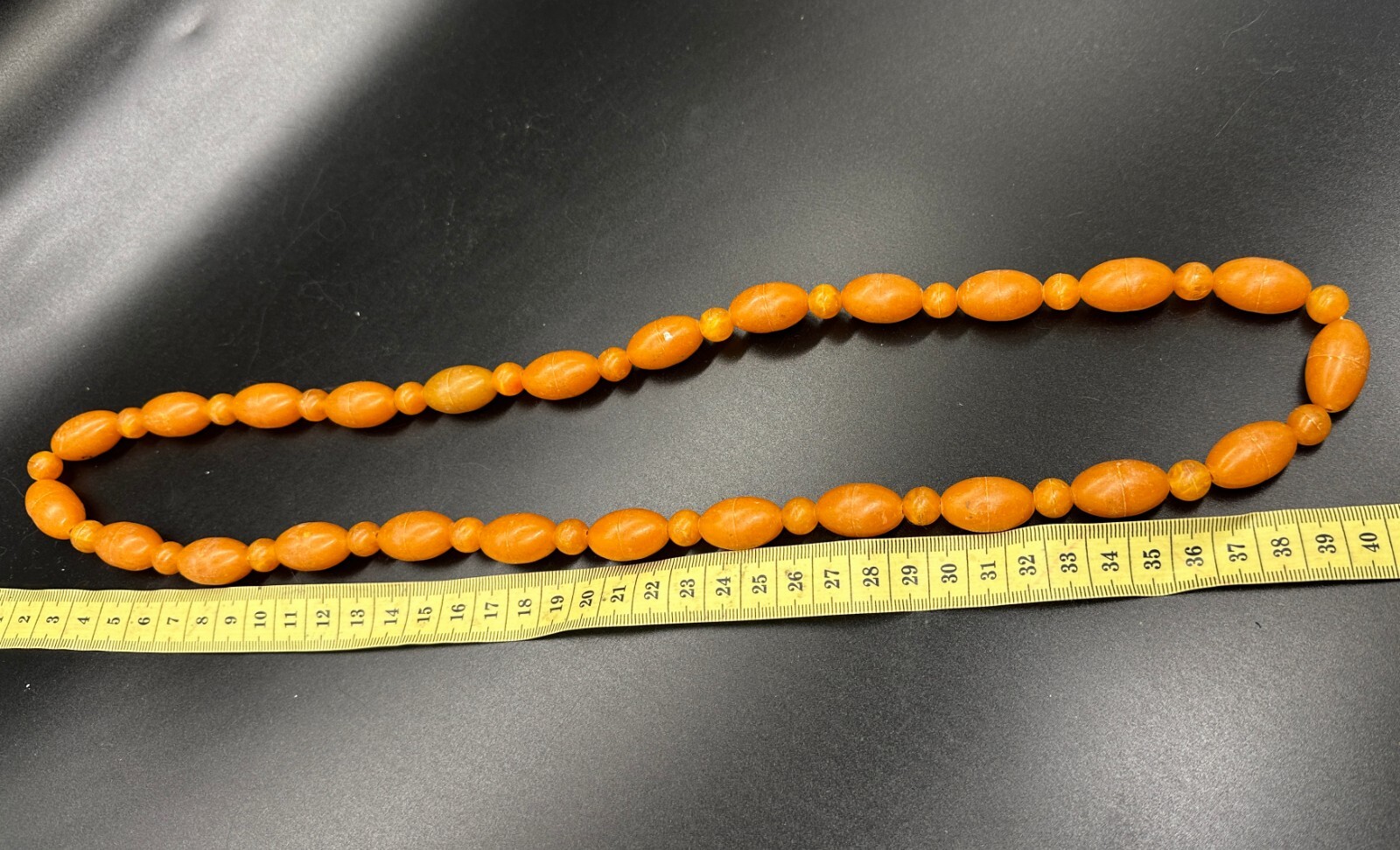 🙌Vintage plastic beads amber color imitation Length 40 cm (15.7 inches)ЮБ9