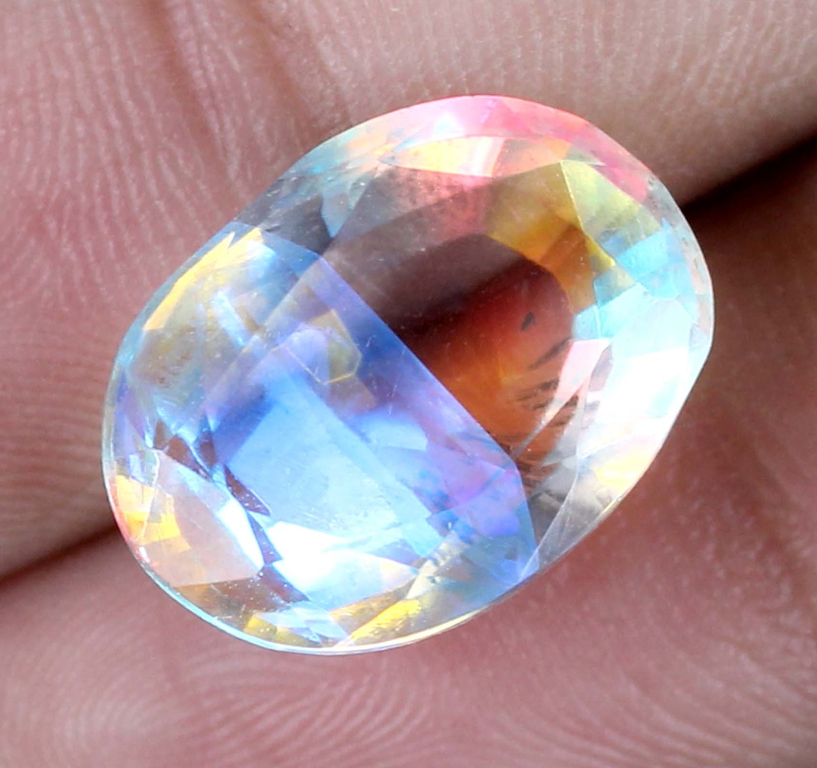 Loose Gemstone 10.15 Ct/15 mm Natural Oval Rainbow Mystic Topaz Certified