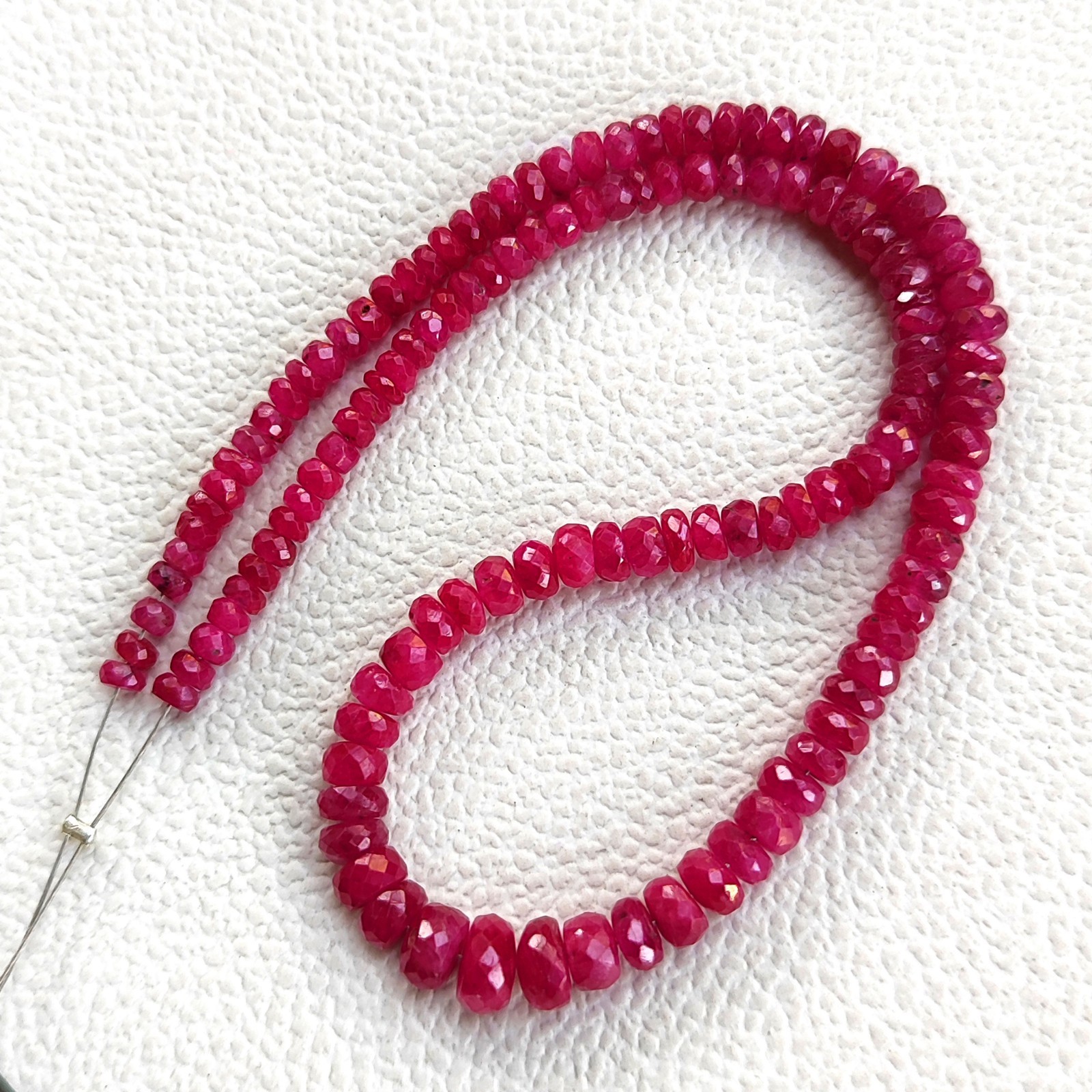 Myanmar Ruby 3.5-6mm Faceted Rondelle Cut Stone Beads 12” Strand Natural Gems