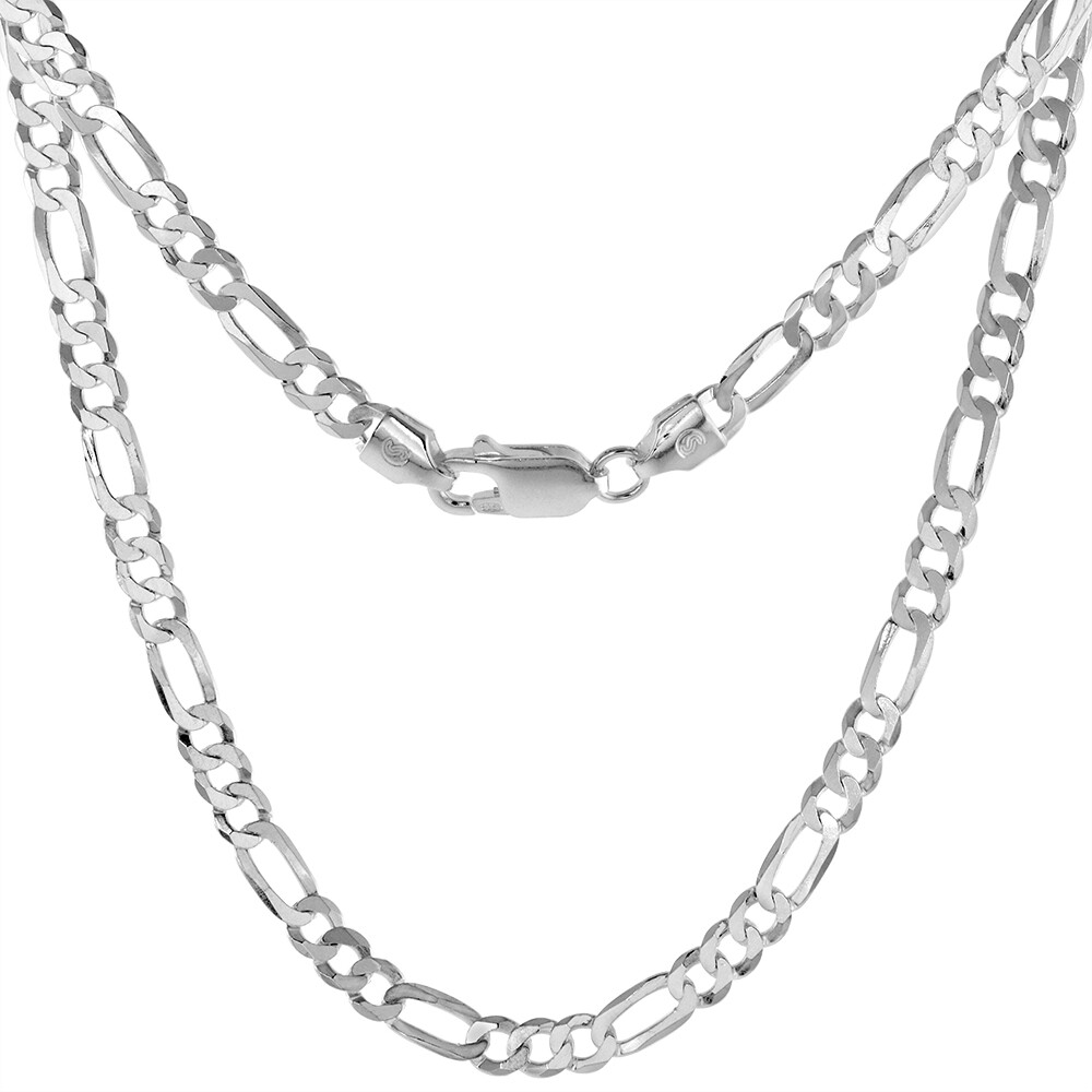 925 Sterling Silver Thin Flat Figaro Link Chain Necklace Bracelet 4mm 7″ to 30″