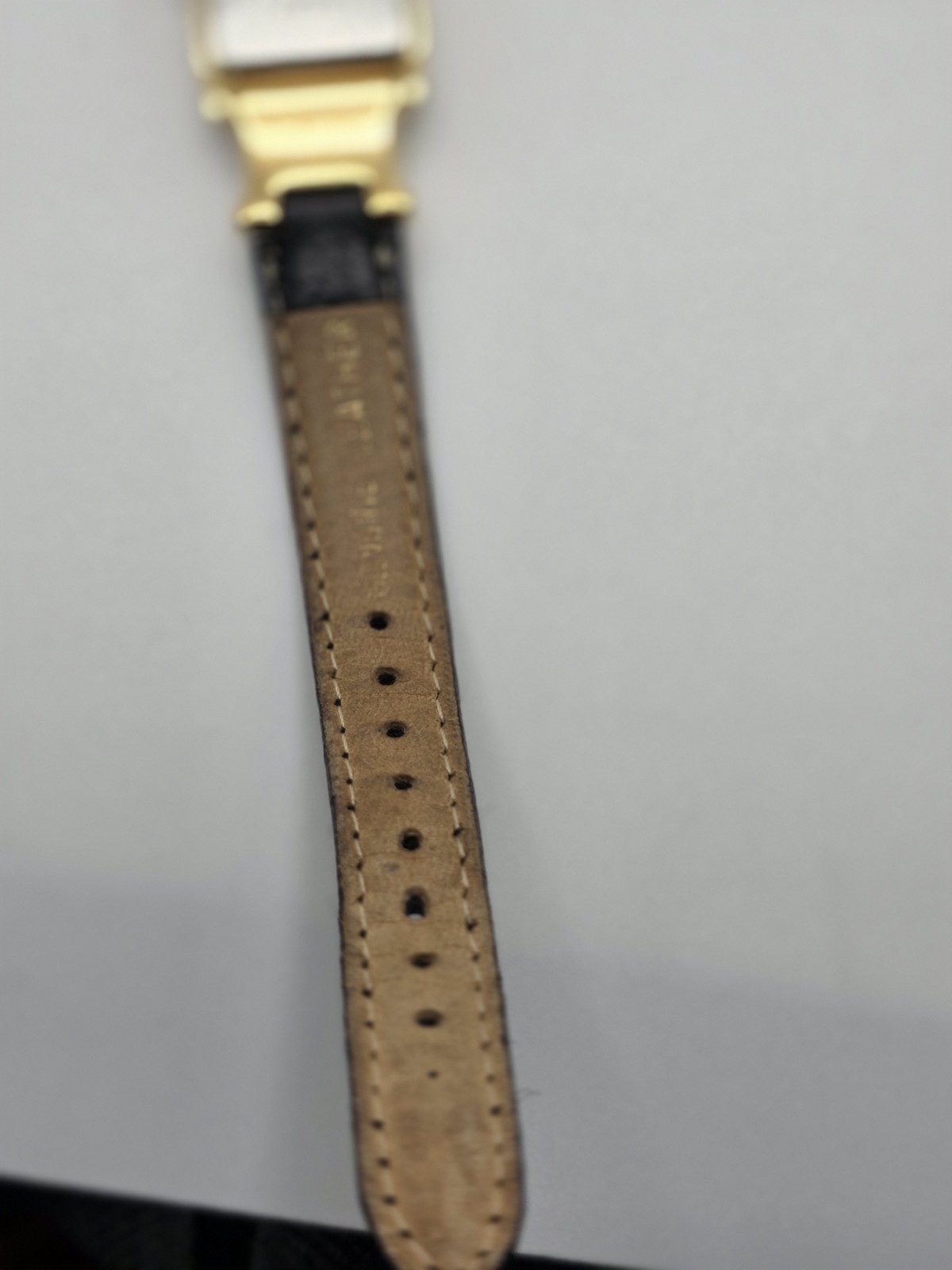 Pulsar Disney Mickey Mouse Gold Tone Rectangle Quartz Watch Black Leather Strap