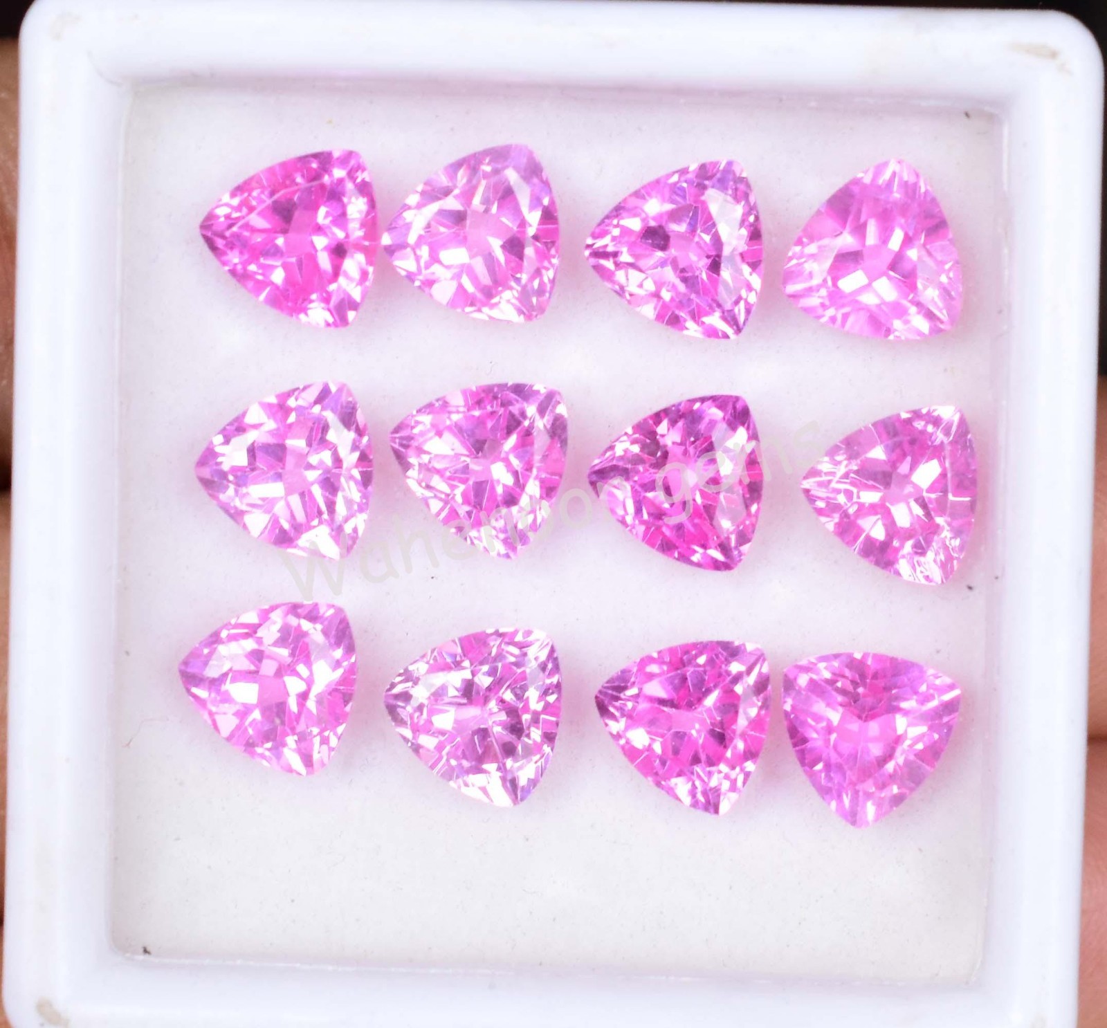 12 Pcs Natural Pink Mogok Ruby 6.90 MM Trillion Certified Loose Gemstone