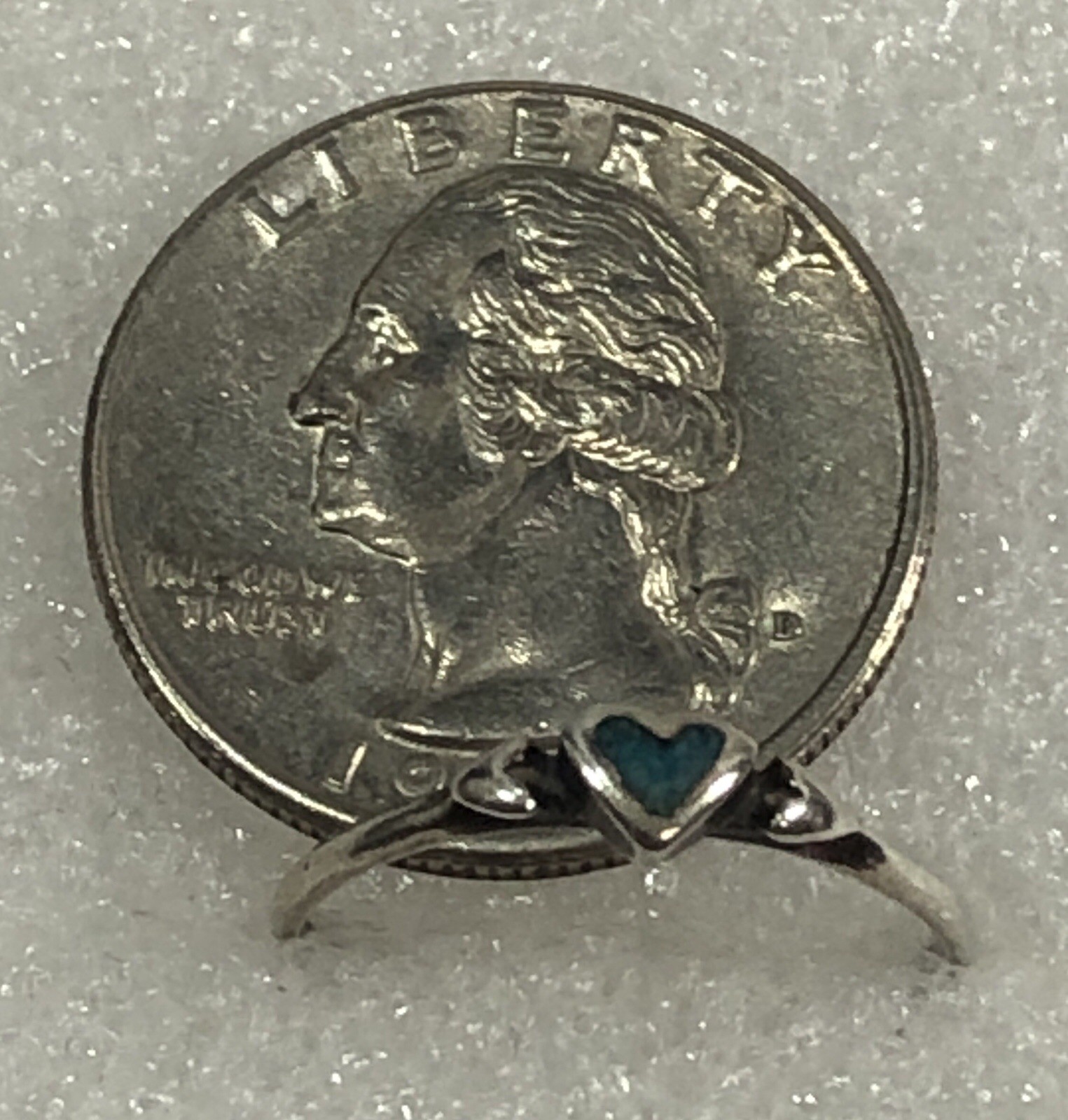 Wheeler Manufacturing Ring Tiny Heart Crushed Turquoise Sterling Silver – Size 6