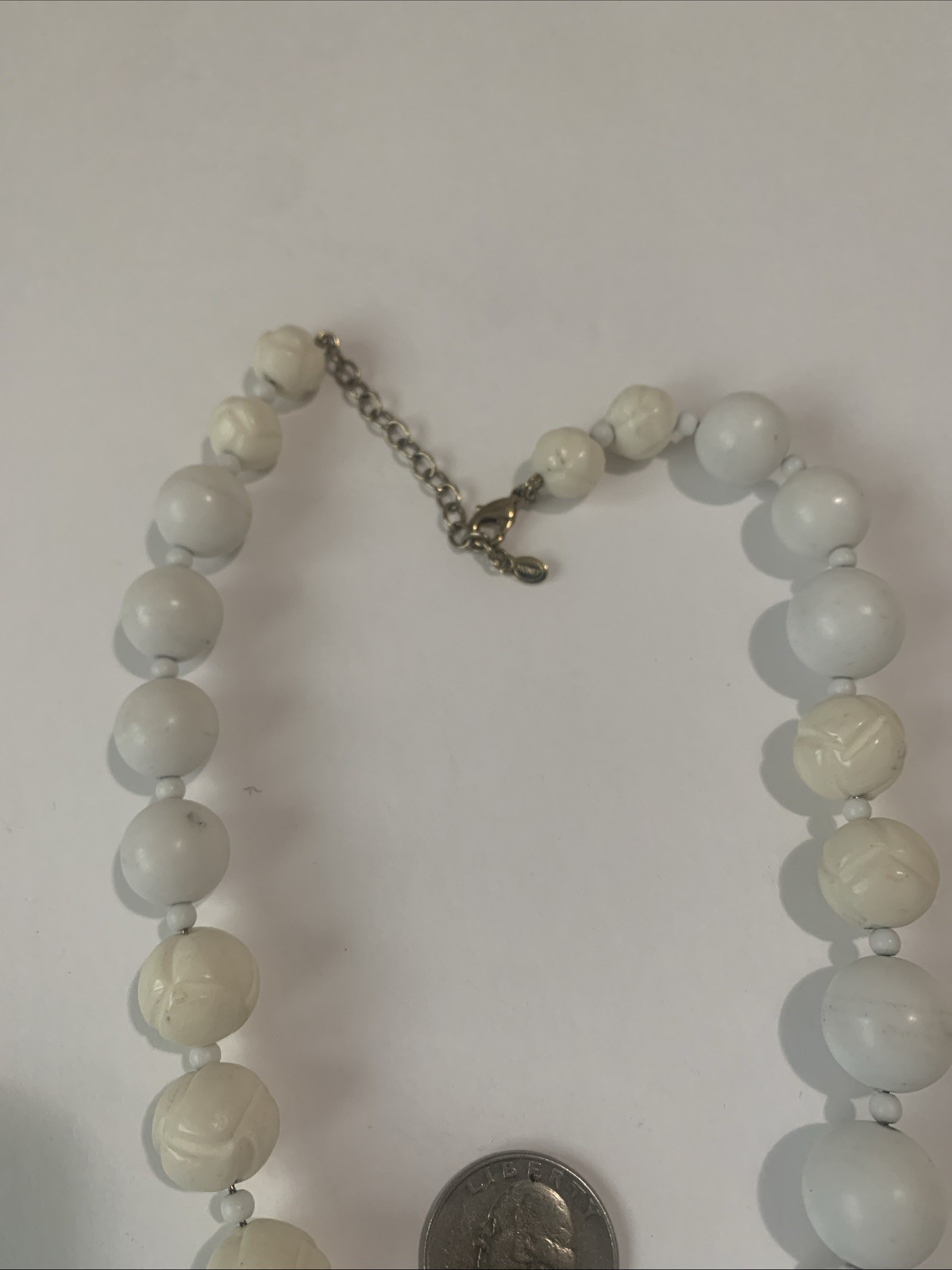 Vintage Monet White & Cream Plastic Bead necklace. N48