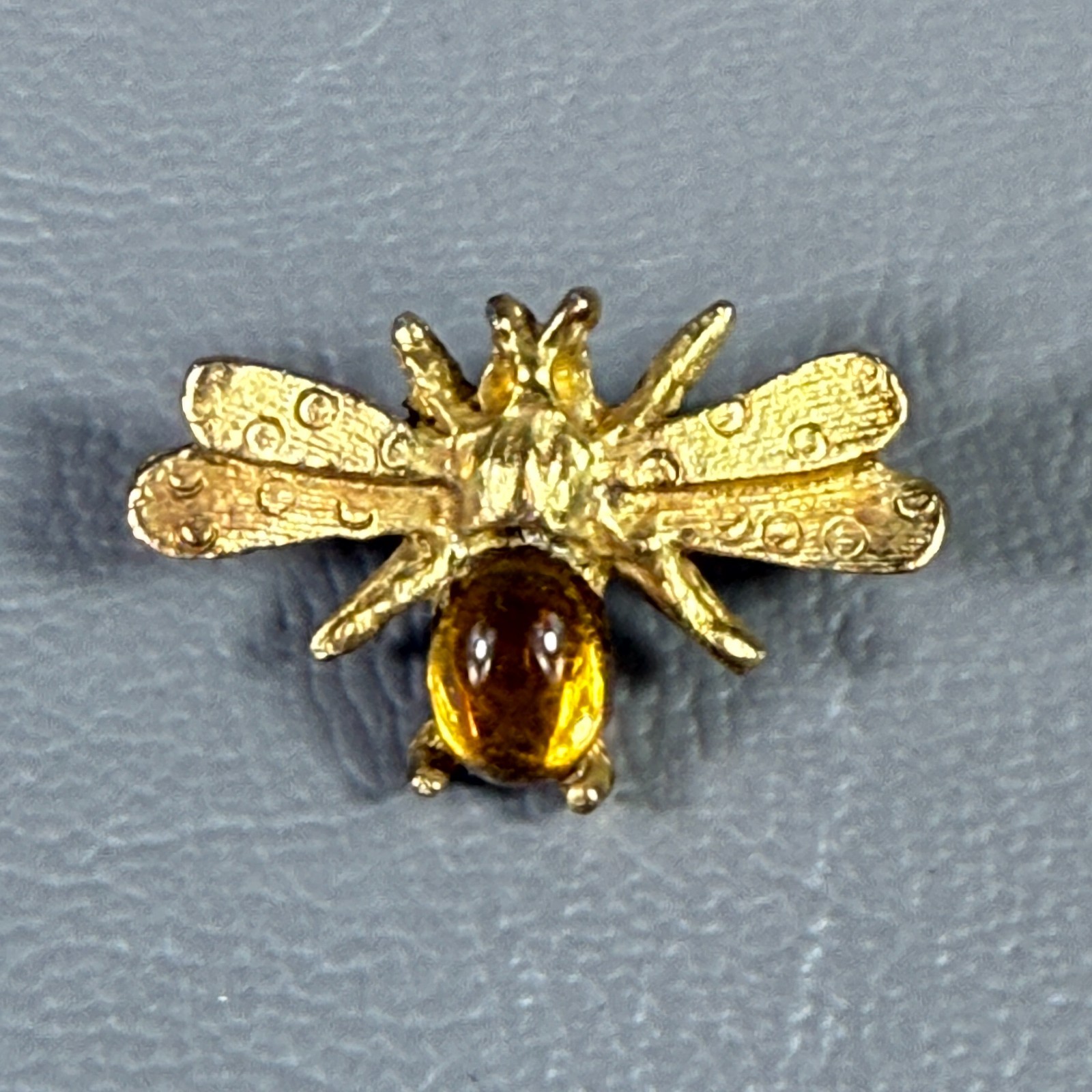 Vintage Bumble Bee Gold Tone Yellow Gemstone Brooch Pin Bug Insect 1″ 4.38gram