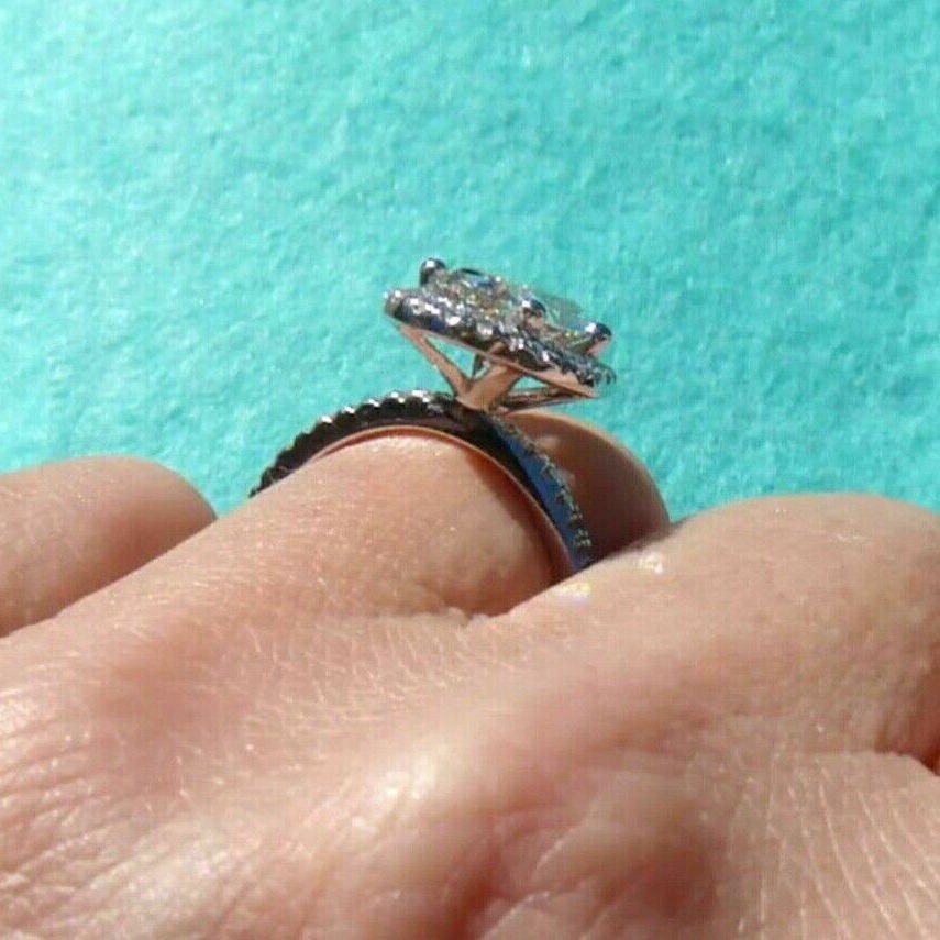 4 Ct oval cut real moissanite wedding engagment ring 14k white gold plated