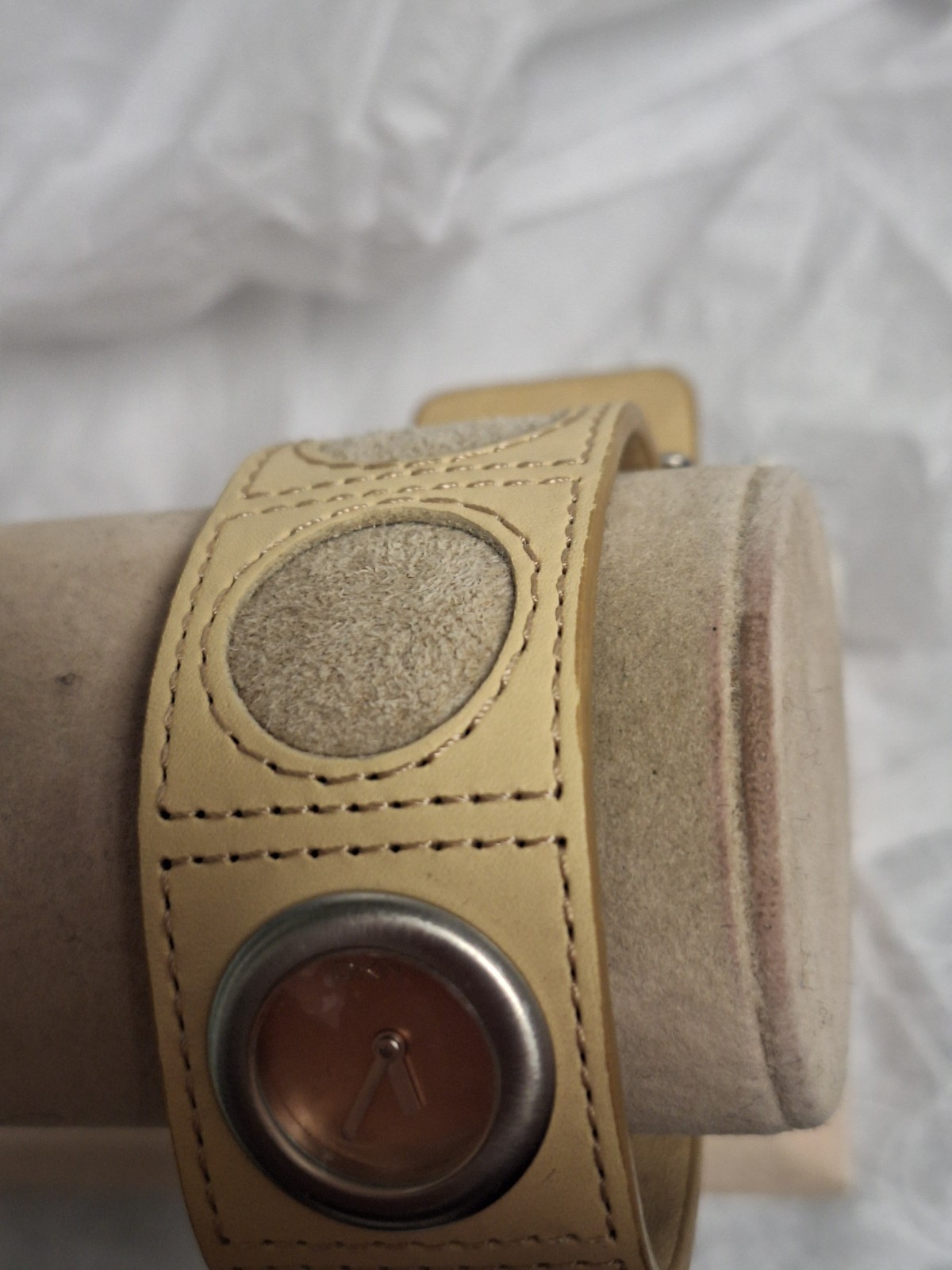 DKNY Ladies Watch Silver with Beige Leather Band NY39ast06