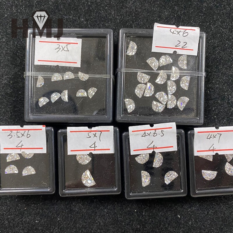 Wholesalers Special Moissanite Loose Stones Half Moon Gemstone White D Color DIY