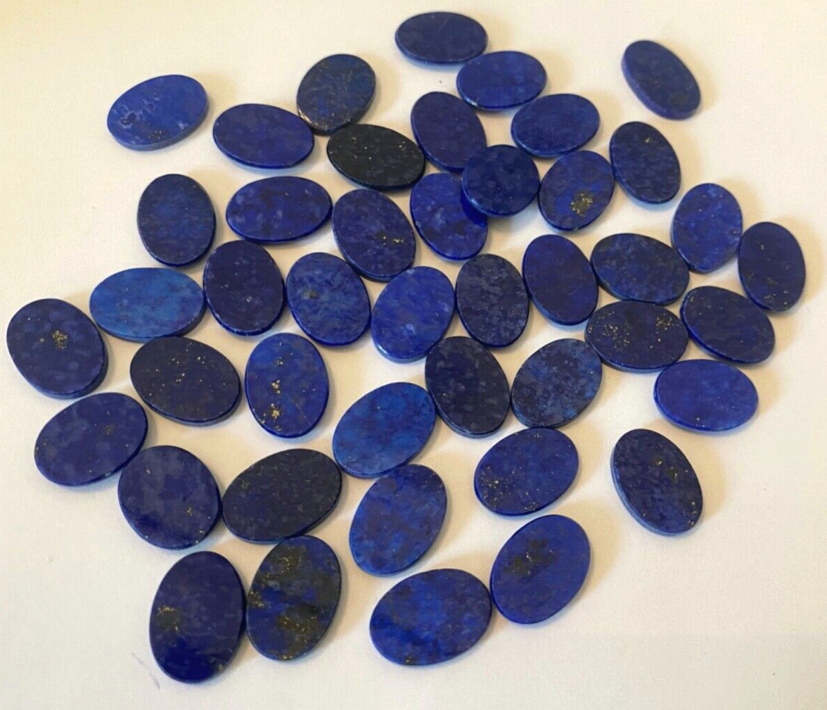 VINTAGE LOT 0F 10 PCS 14/10 MM NATURAL FLAT BLUE LAPIS LAZULI FREE SHIPPING