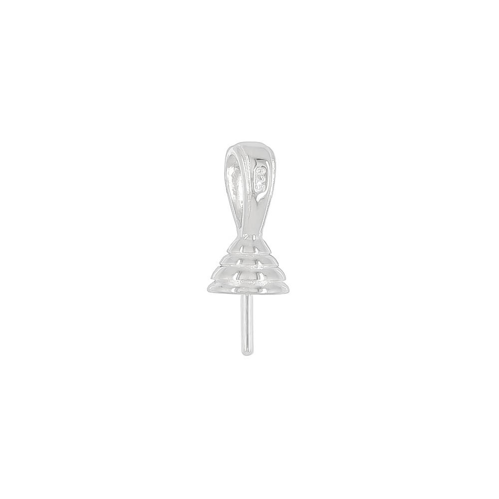 1PC Sterling Silver Pendant Bail Clasp Connector with Pearl Cup Pin #97373