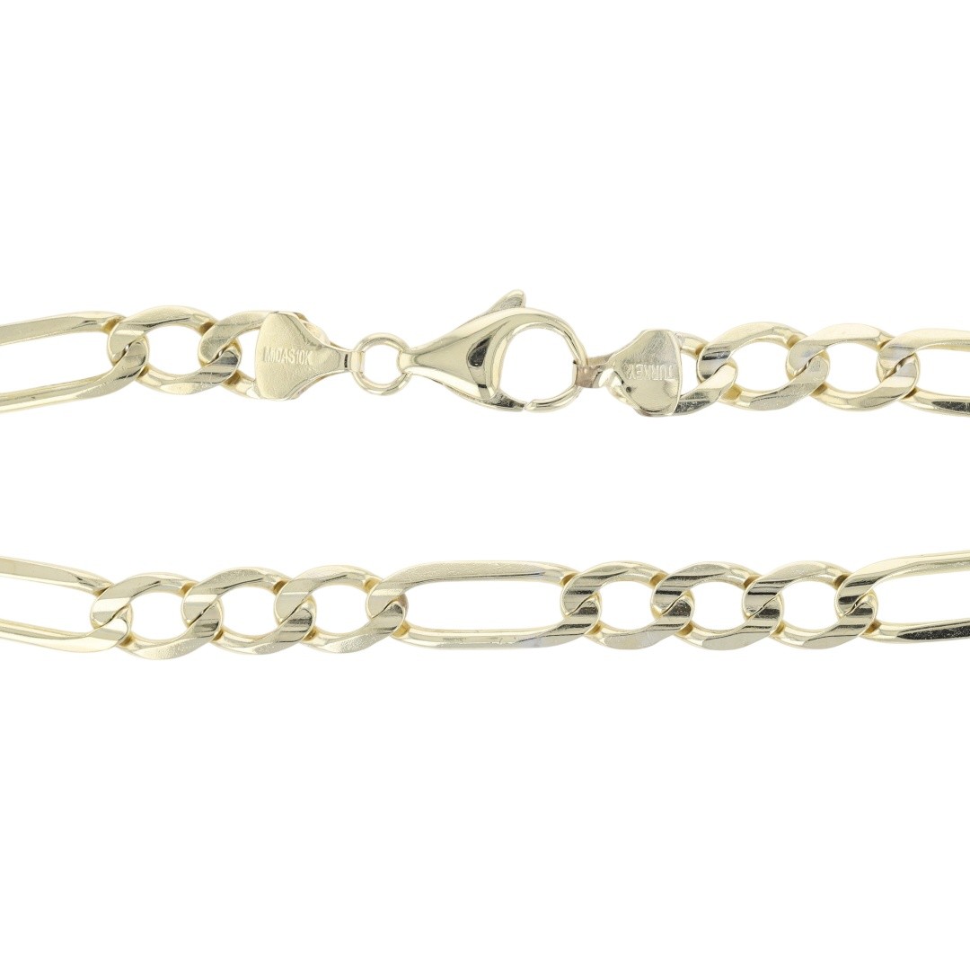Midas 7.2mm Figaro Link Chain 9″ Bracelet 10k Yellow Gold Türkiye 12.03 Grams