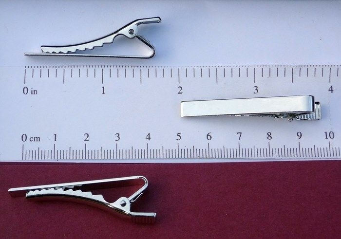 100 TIE BAR Findings SILVER Flat Surface 1.7″ L x .22″ W Strong CLIP 43mmx2.6mm