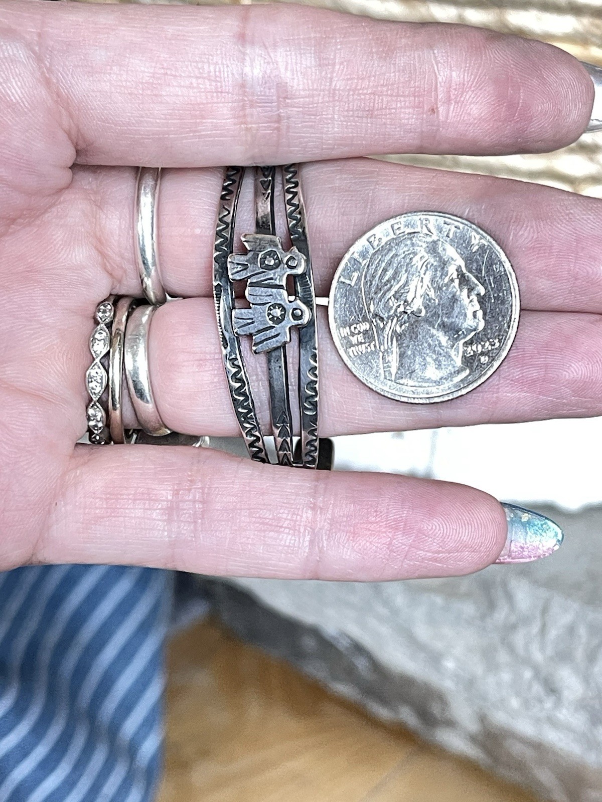 FRED HARVEY ERA Navajo THUNDERBIRD Sterling silver Cuff Bracelet Southwest Small