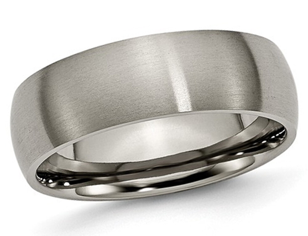 Mens 7mm Comfort Fit Titanium Wedding Band Ring