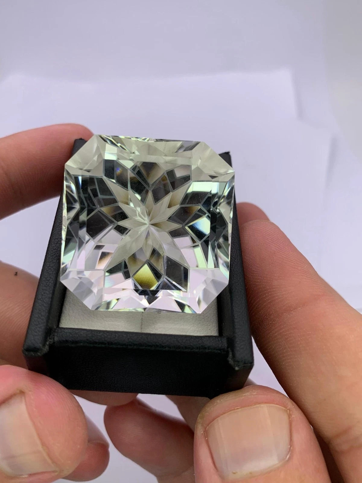 GIE Certified 50.55 Ct Natural White Topaz Asscher Cut Certified Loose Gemstone