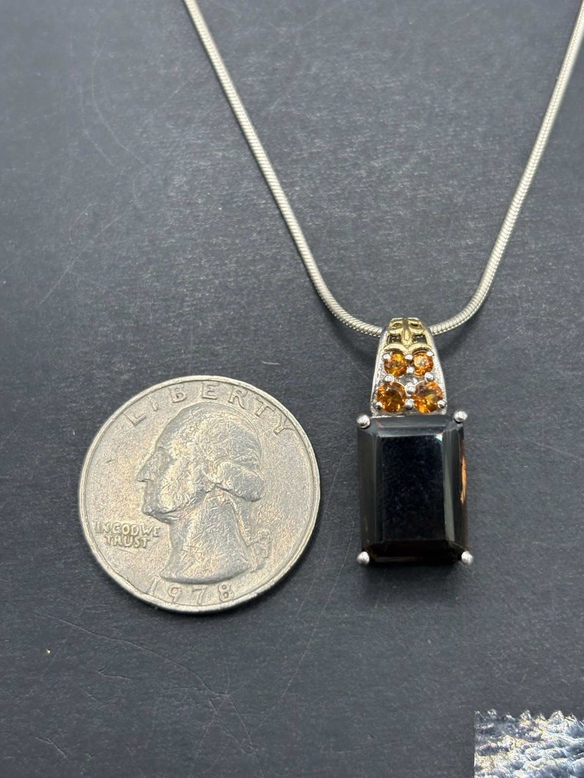 JTV 18″ STS Topaz Two Tone Sterling Silver Pendant Necklace 7 Grams H5