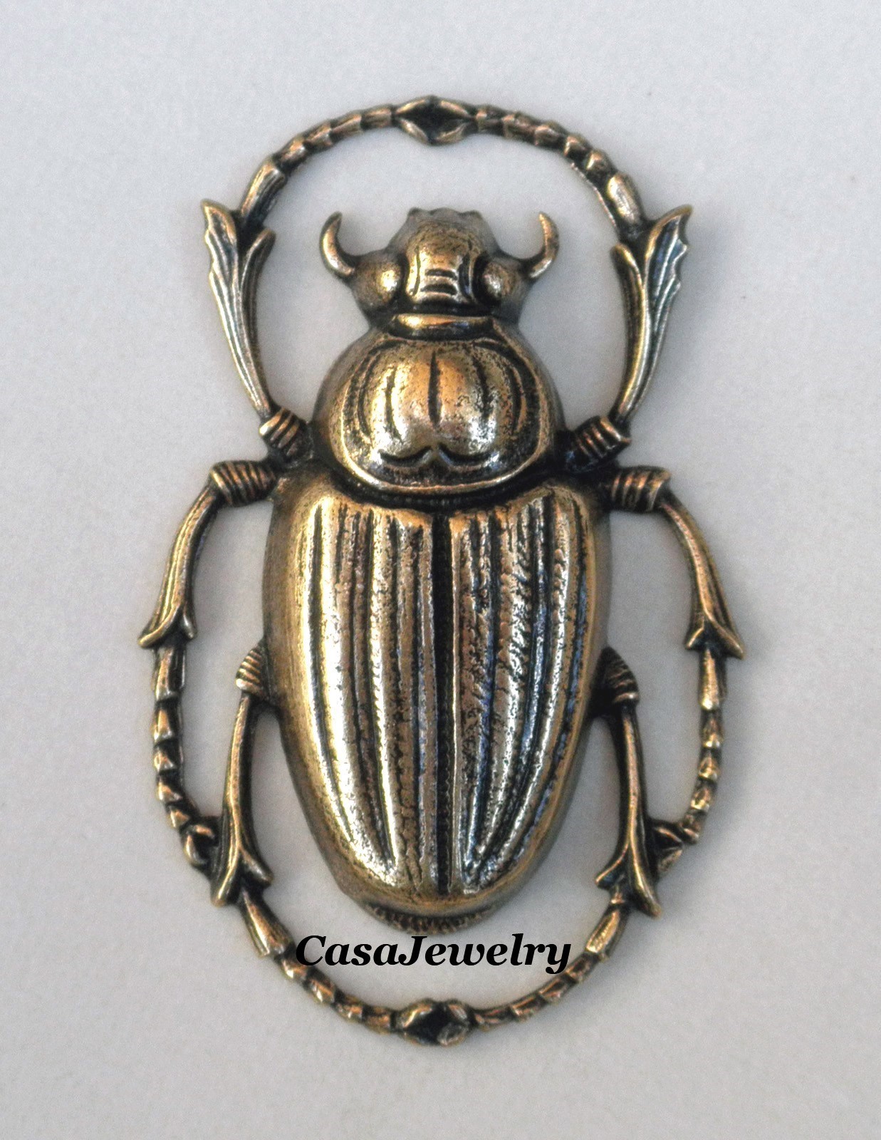 #4157 SMALL ANTIQUED GOLD SCARAB COMPONENT – 1 Pc