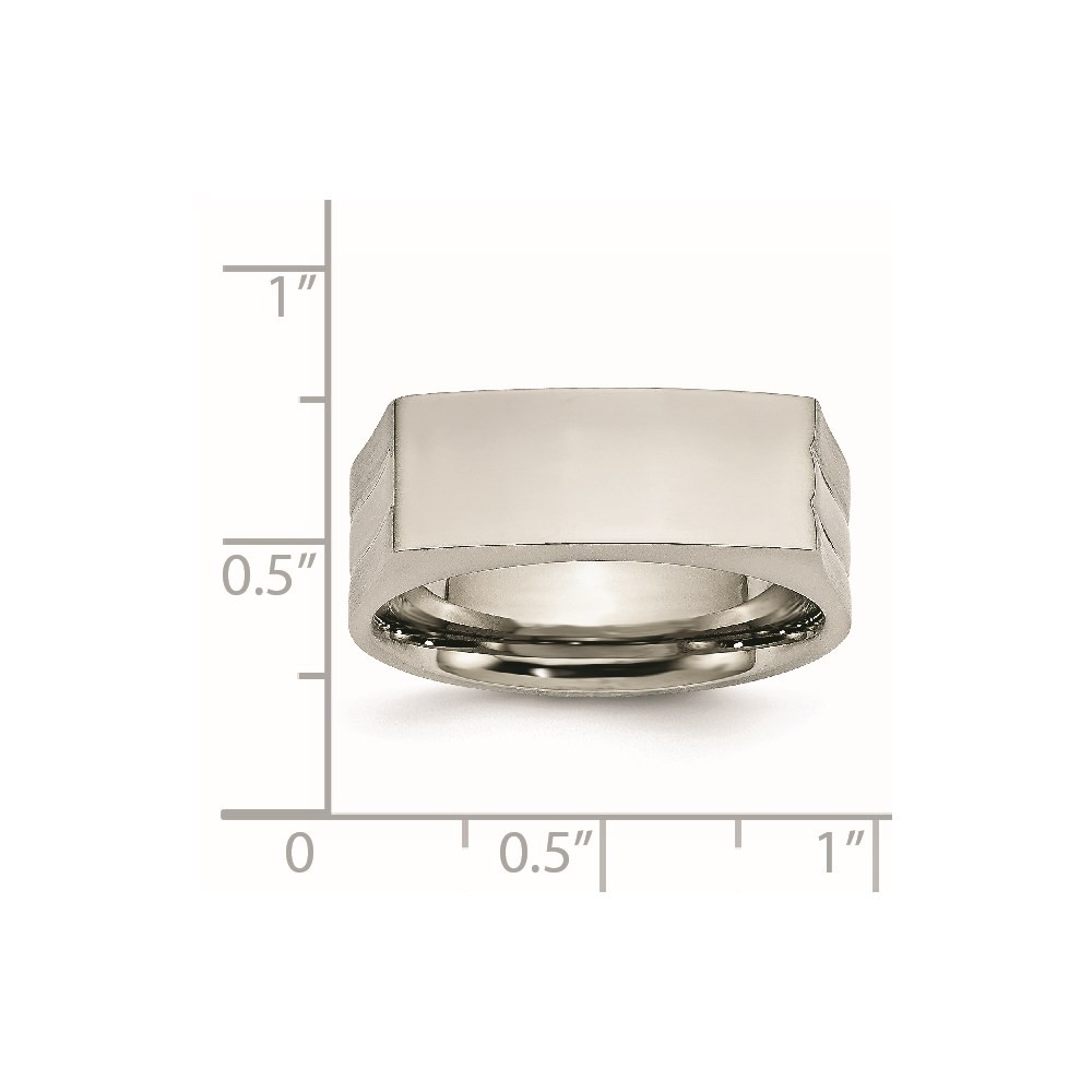 Stainless Steel Brushed and Polished Signet Ring Size 10 for Men’s