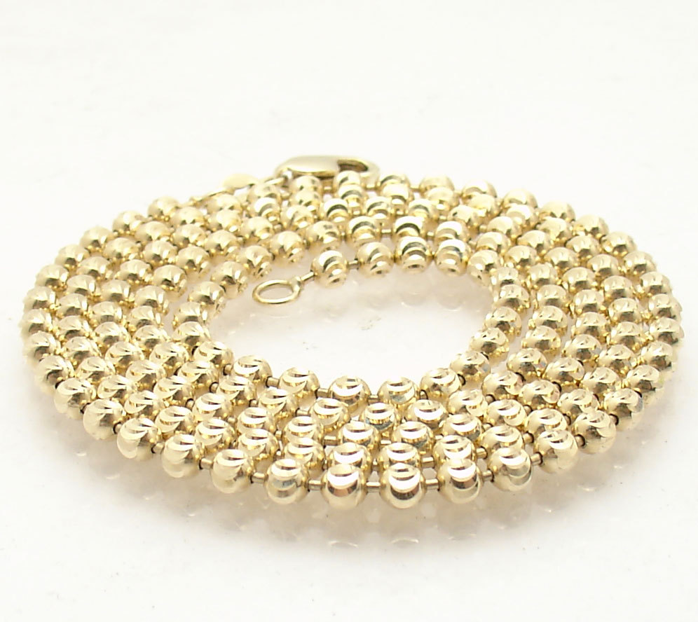3mm Solid Half Moon Diamond Cut Bead Ball Chain Necklace REAL 10K Yellow Gold