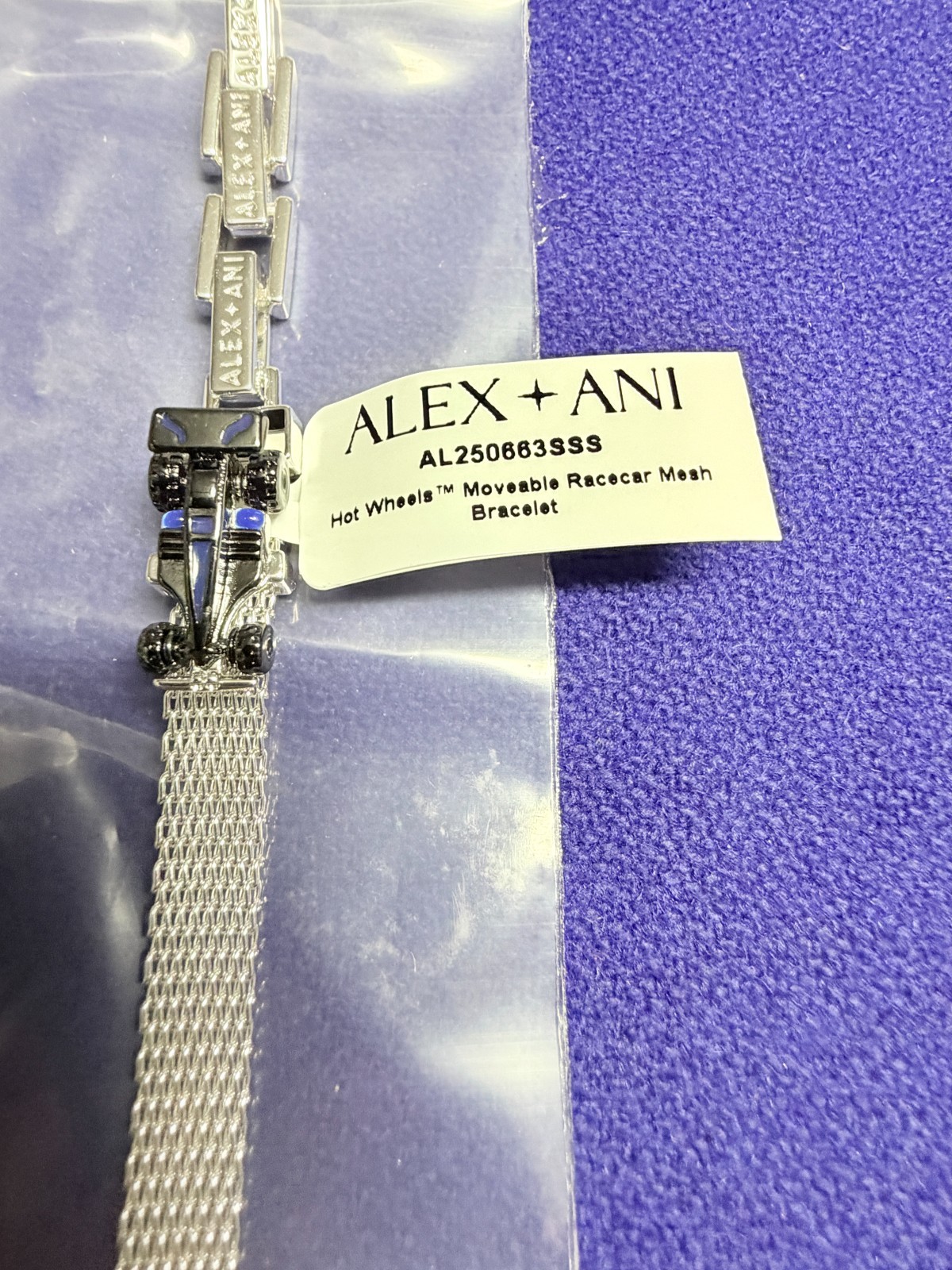 Alex and Ani Hot Wheels Moveable Racecar Mesh Bracelet New