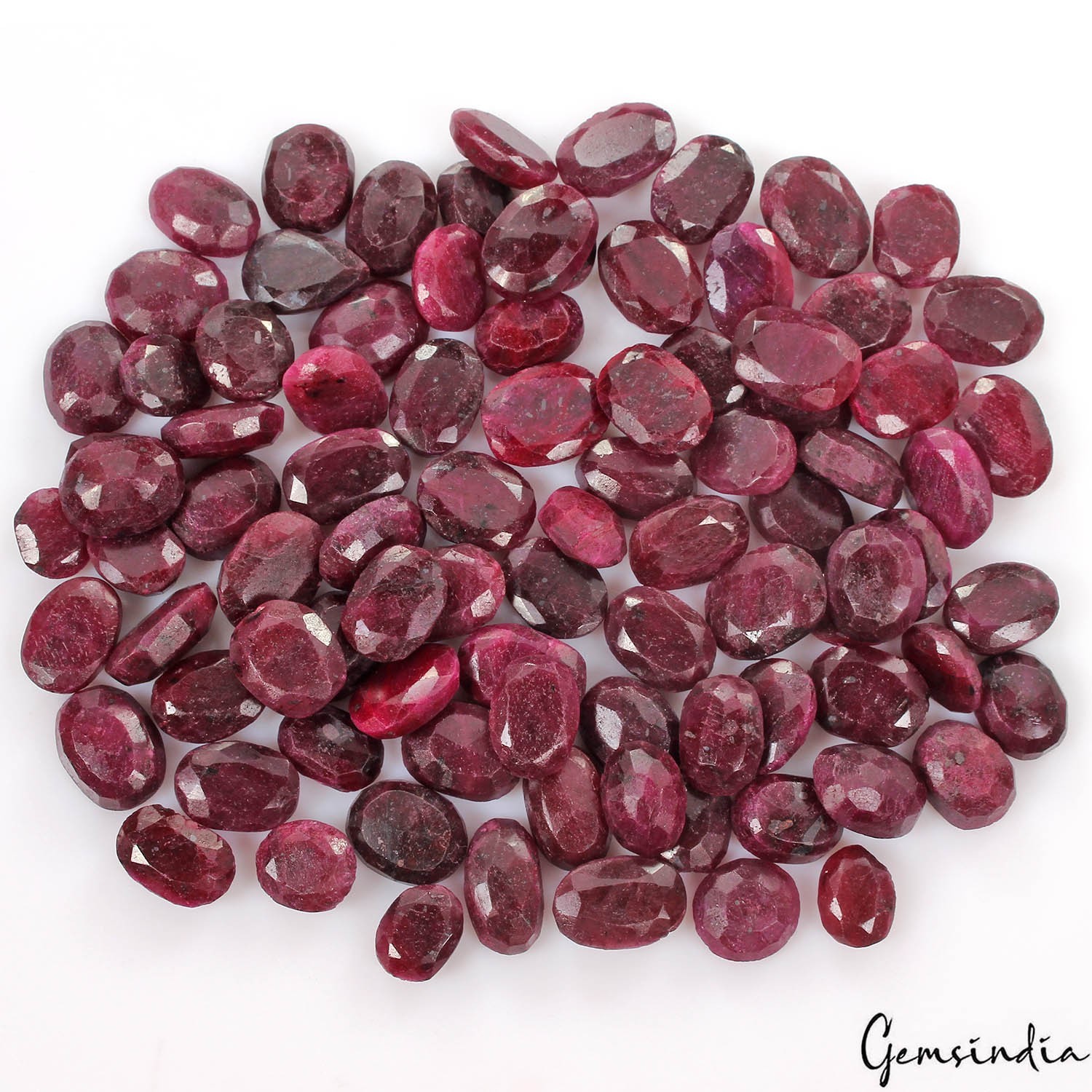 900 Ct/57 Pcs Natural Dark Red Ruby Oval Cut Faceted Loose Gems Lot 13-19mm-NW