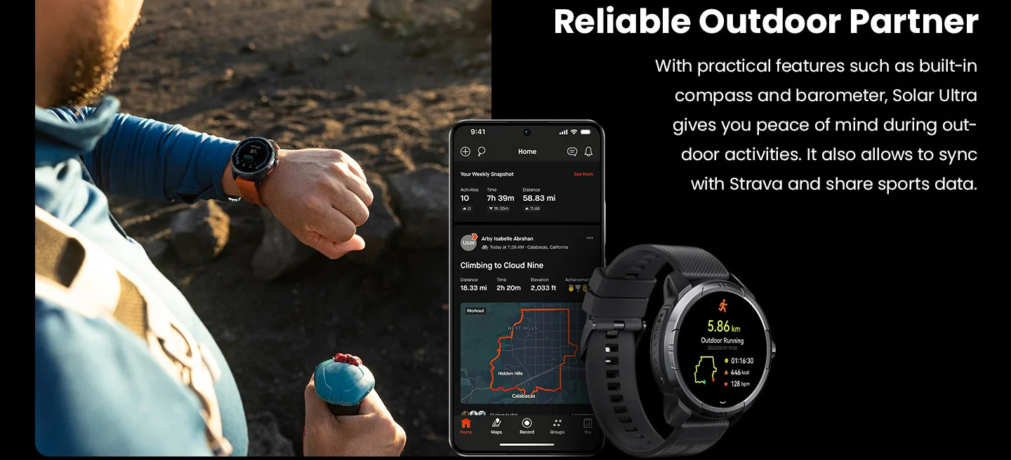 HAYLOU Solar Ultra GPS Smart Watch 1.6” AMOLED Display Rate Bluetooth Calls